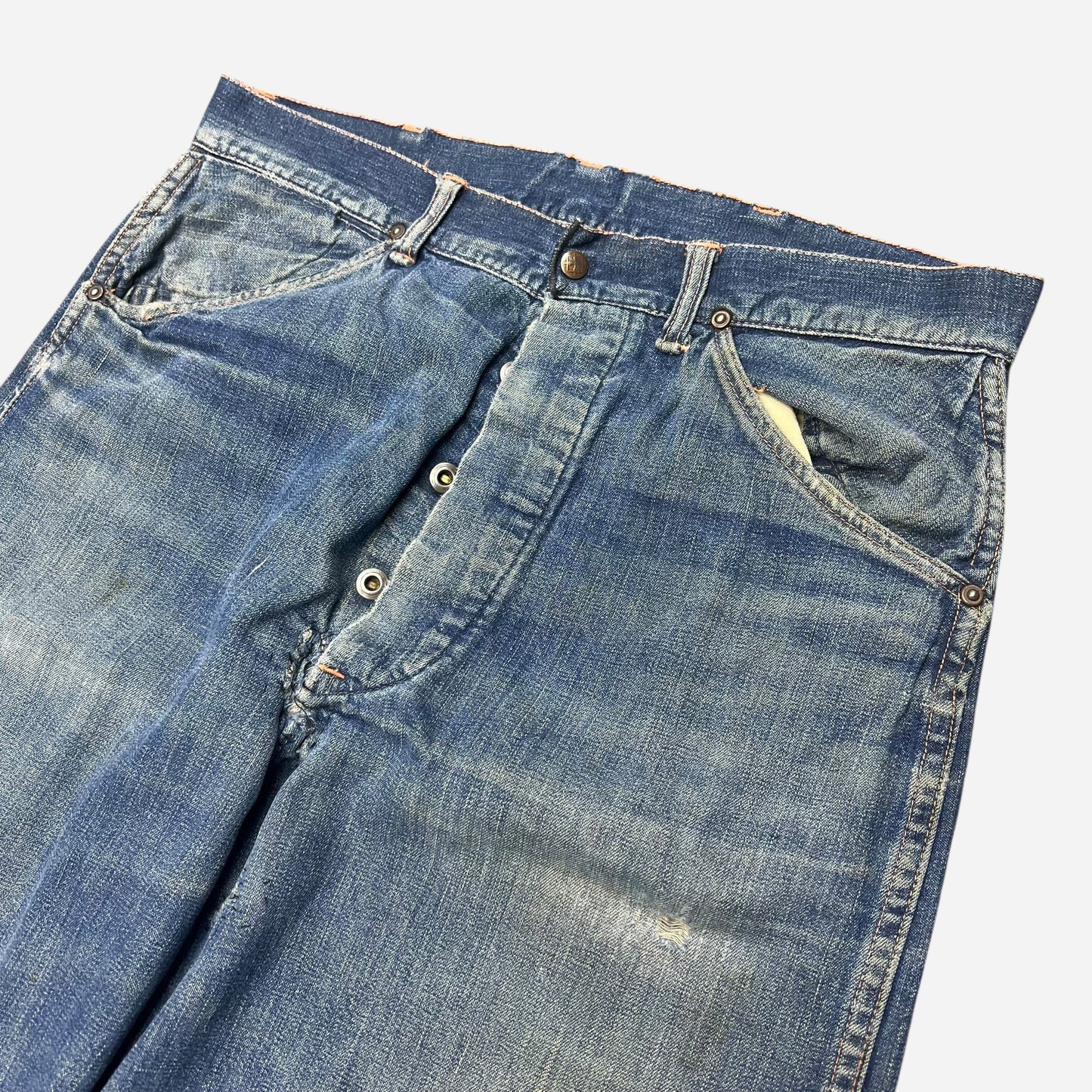 1940s Unbranded donut button fly carpenter denim jeans (32w)