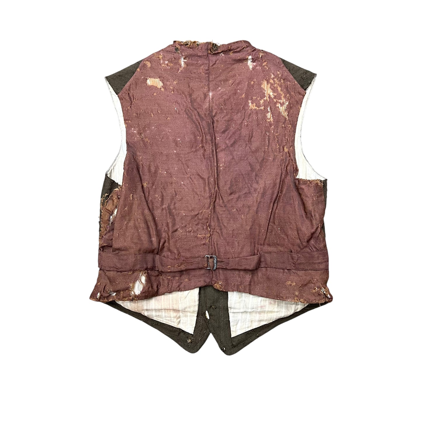 1900s-1910s Distressed brown striped wool vest (M)