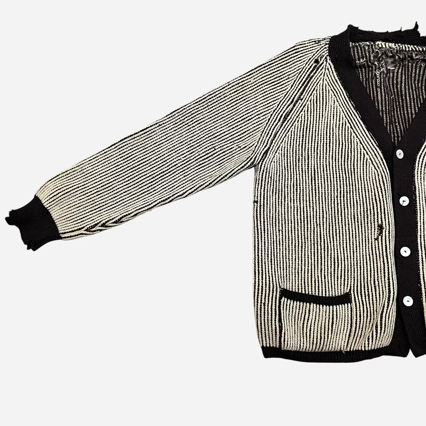 1940s Brown/cream ribbed soft wool cardigan (L/XL)