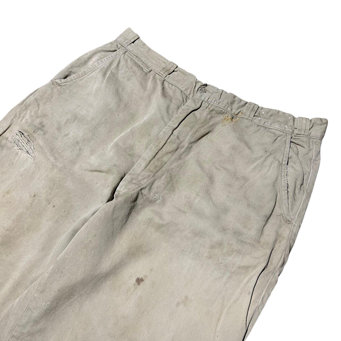 1950s Khaki sail cloth chino work pants (34w)