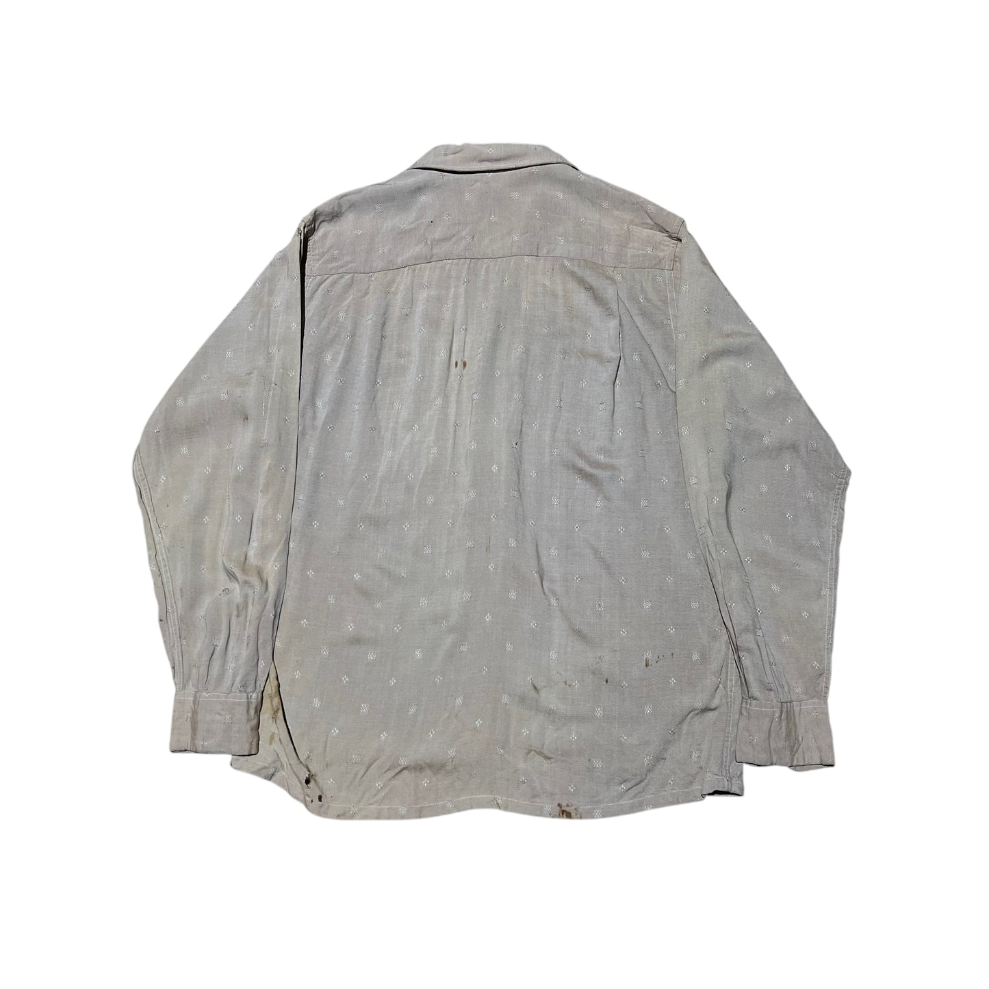 1950s 1960s Towncraft rayon pattern loop collar shirt (M)