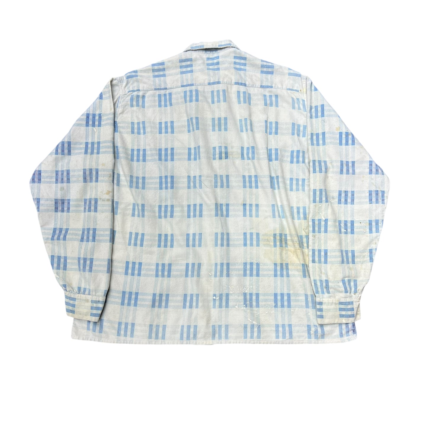 1950s Cotton printed pattern flannel loop collar shirt (XL)