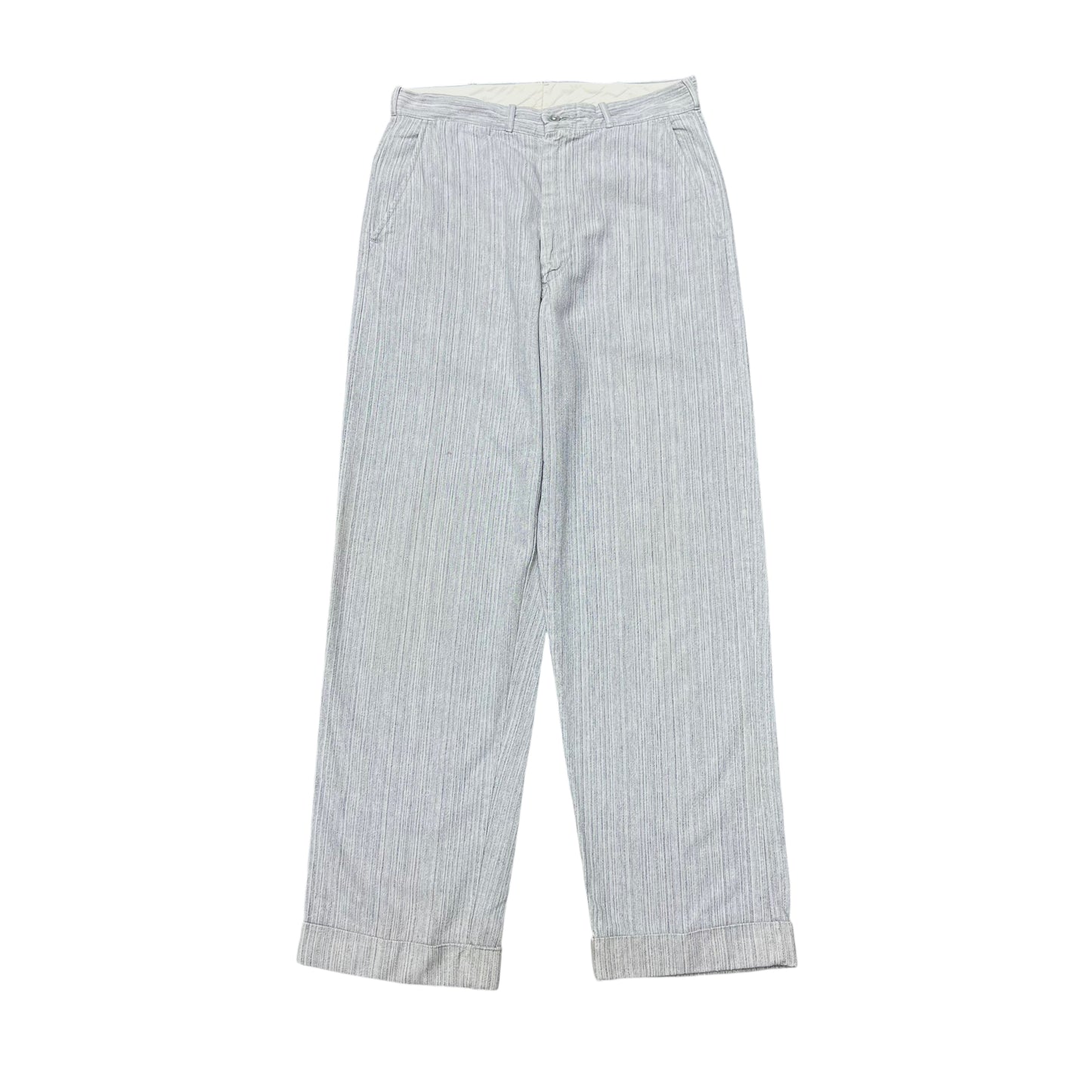 1940s Buckle back cotton work pants fleck stripe (30w)
