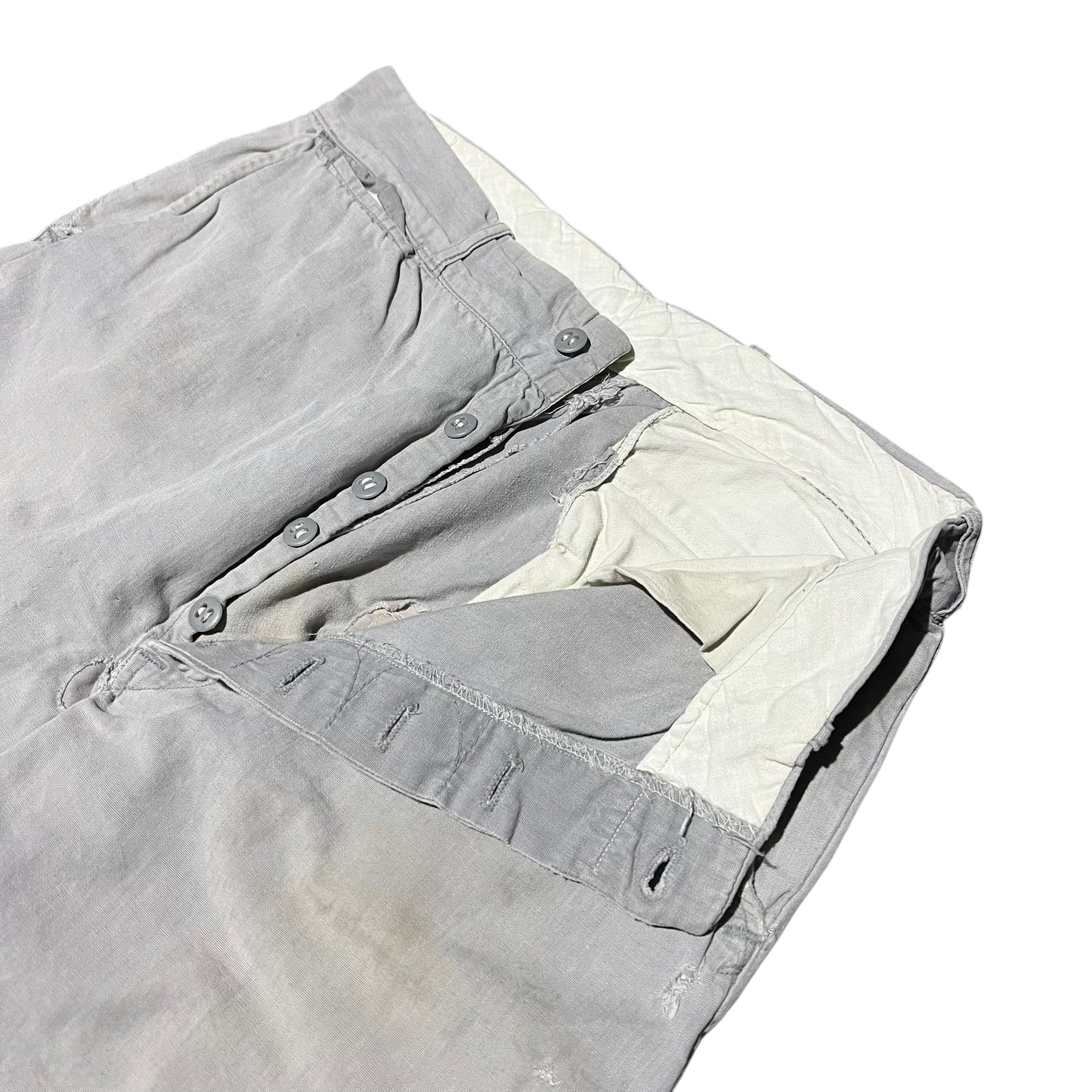 1950s Gray button fly chino work pants light cotton (30w)