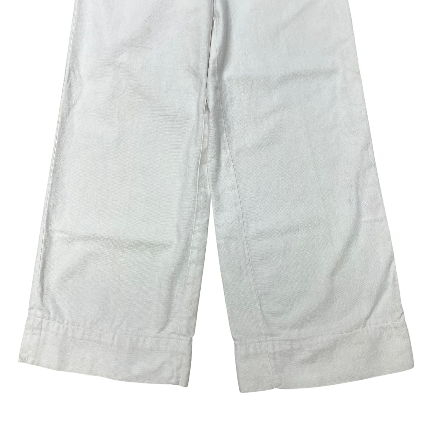 1930s White cotton pleated side clasp pants (26w)
