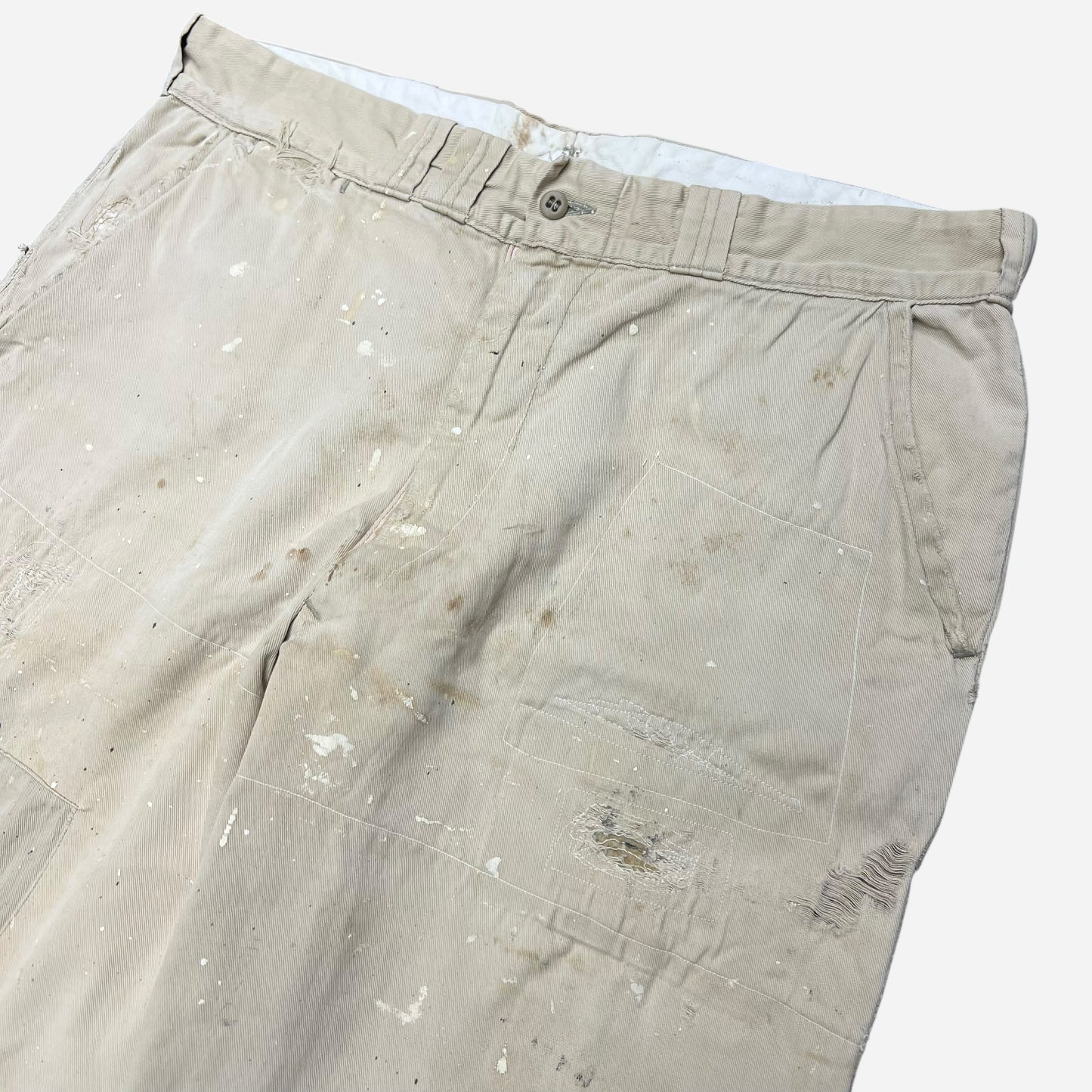 1950s Big Smith sail cloth khaki work chino repaired painter pants (36w)
