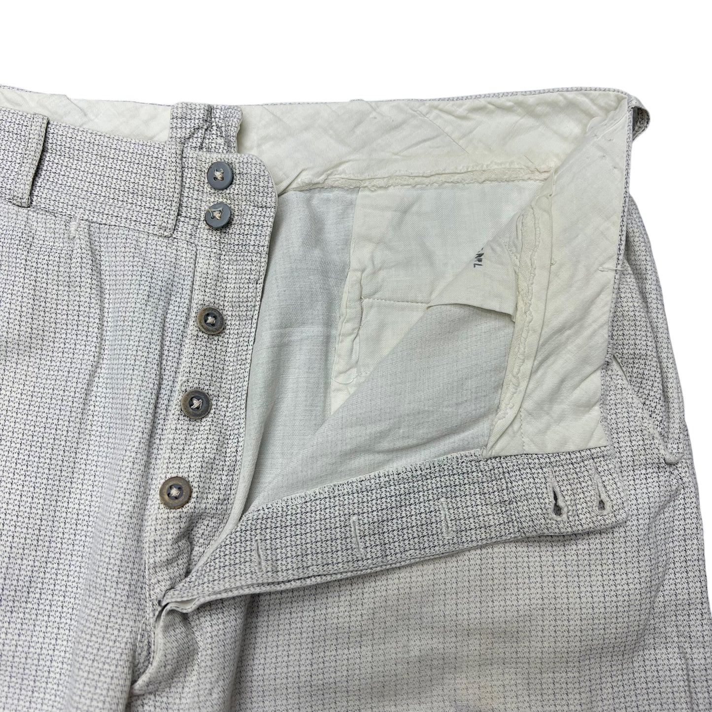 1920s 1930s White pattern fleck cotton pants (32w)