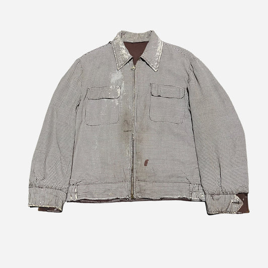 1950s Brown/white houndstooth reversible rayon jacket (M/L)