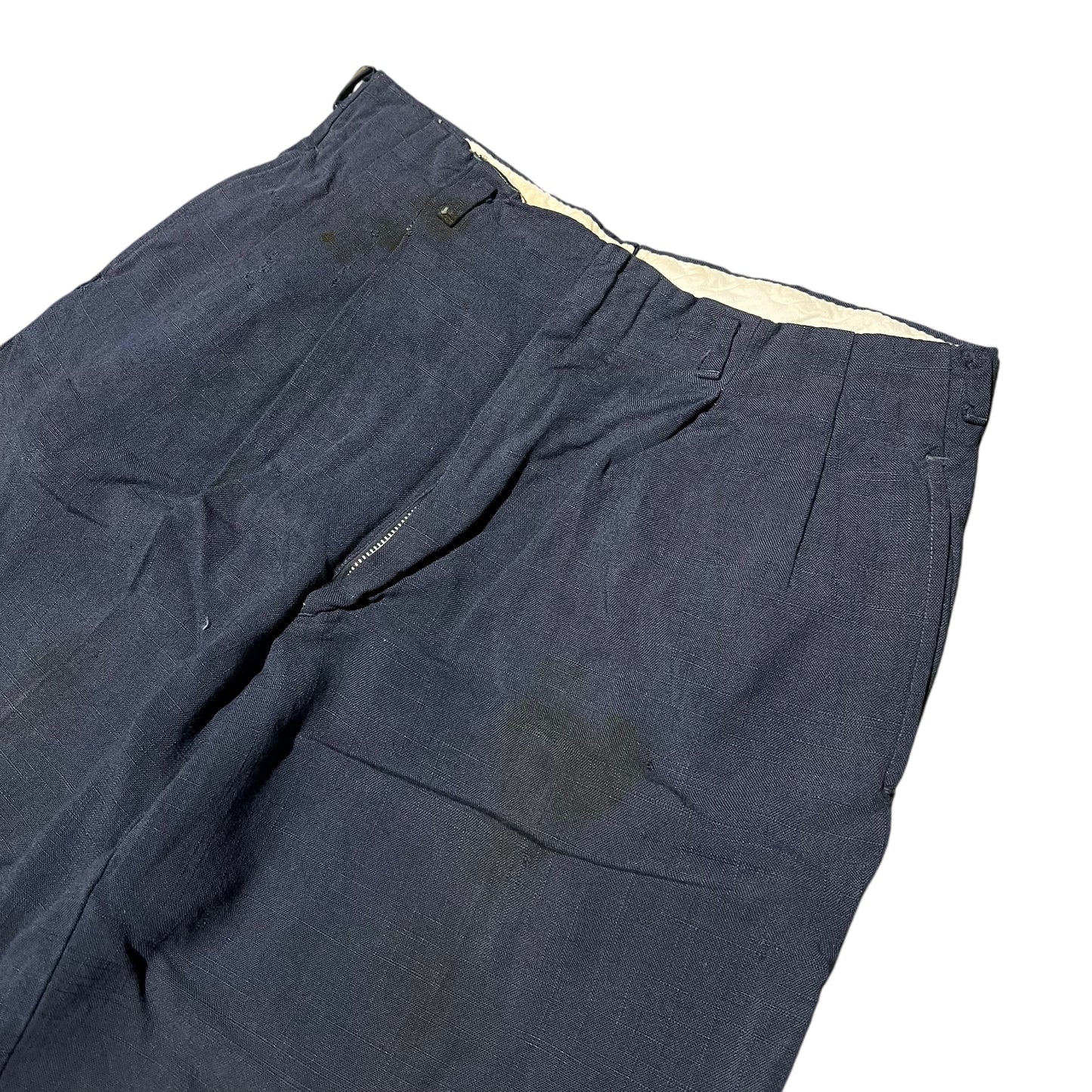 1950s Navy blue rayon/linen pleated pants (32w)