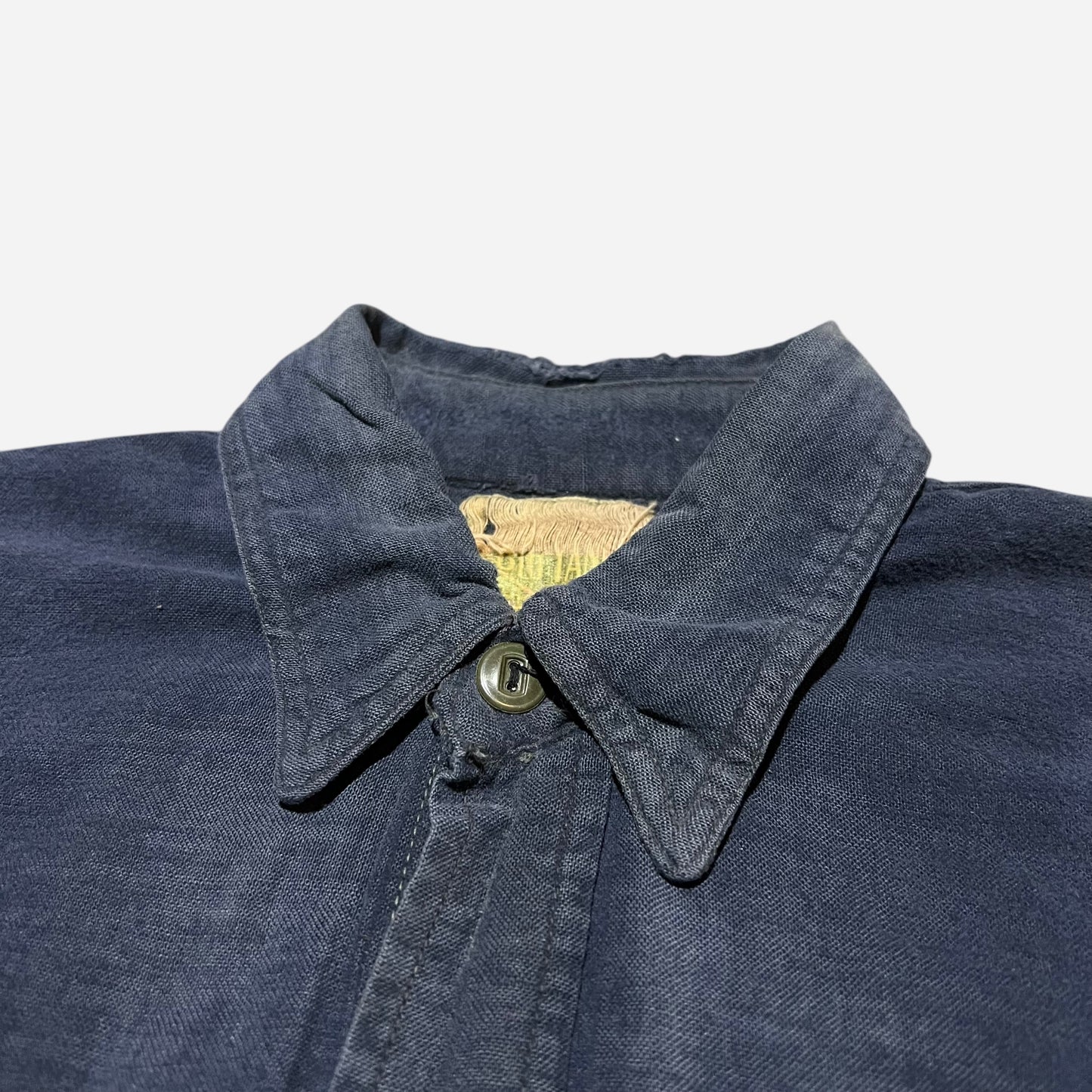 1930s Big Yank navy blue cotton/moleskin work shirt (XS)