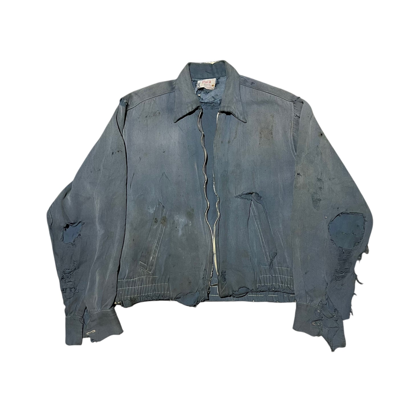 1950s Distressed blue rayon jacket (L)