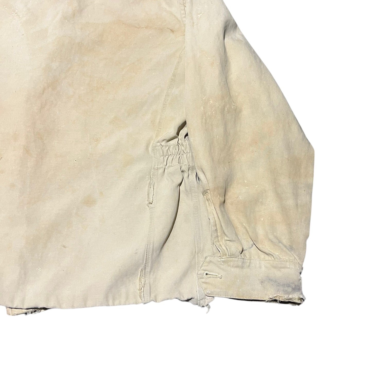 1950s Distressed cream light cotton crown zip jacket (M)