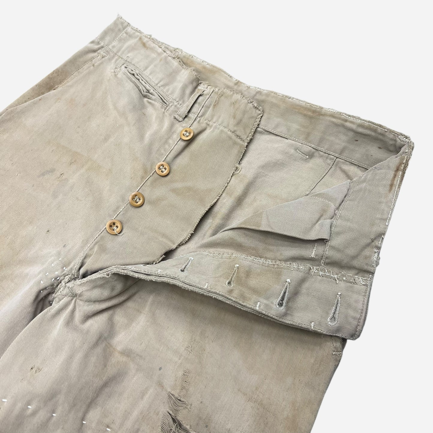 1940S WWII US Army repaired khaki chino pants (28w)