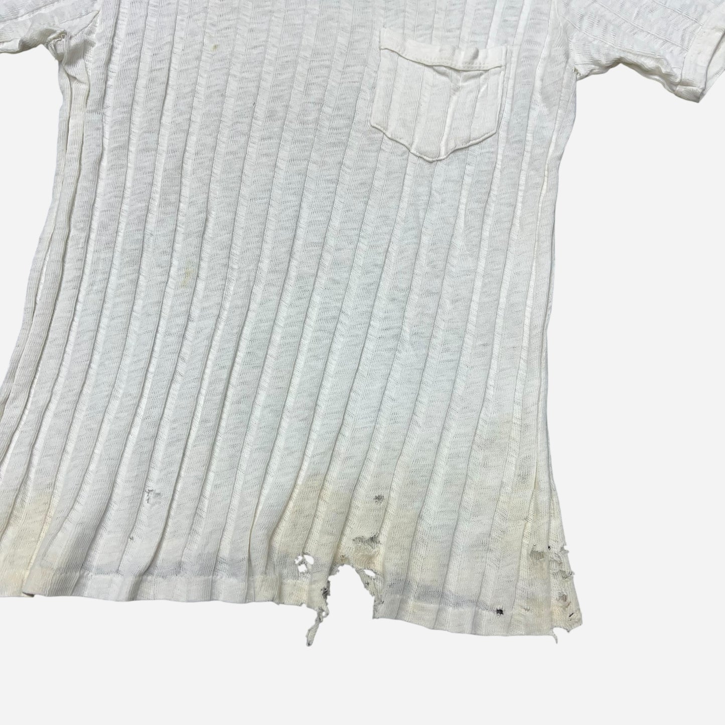 1940s White ribbed cotton pocket t shirt (M)
