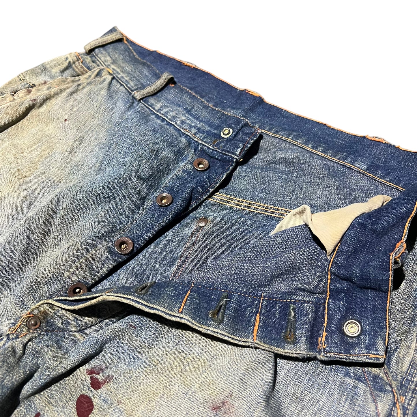 1940s Pointer crotch rivet painter donut button fly denim jeans (31w)