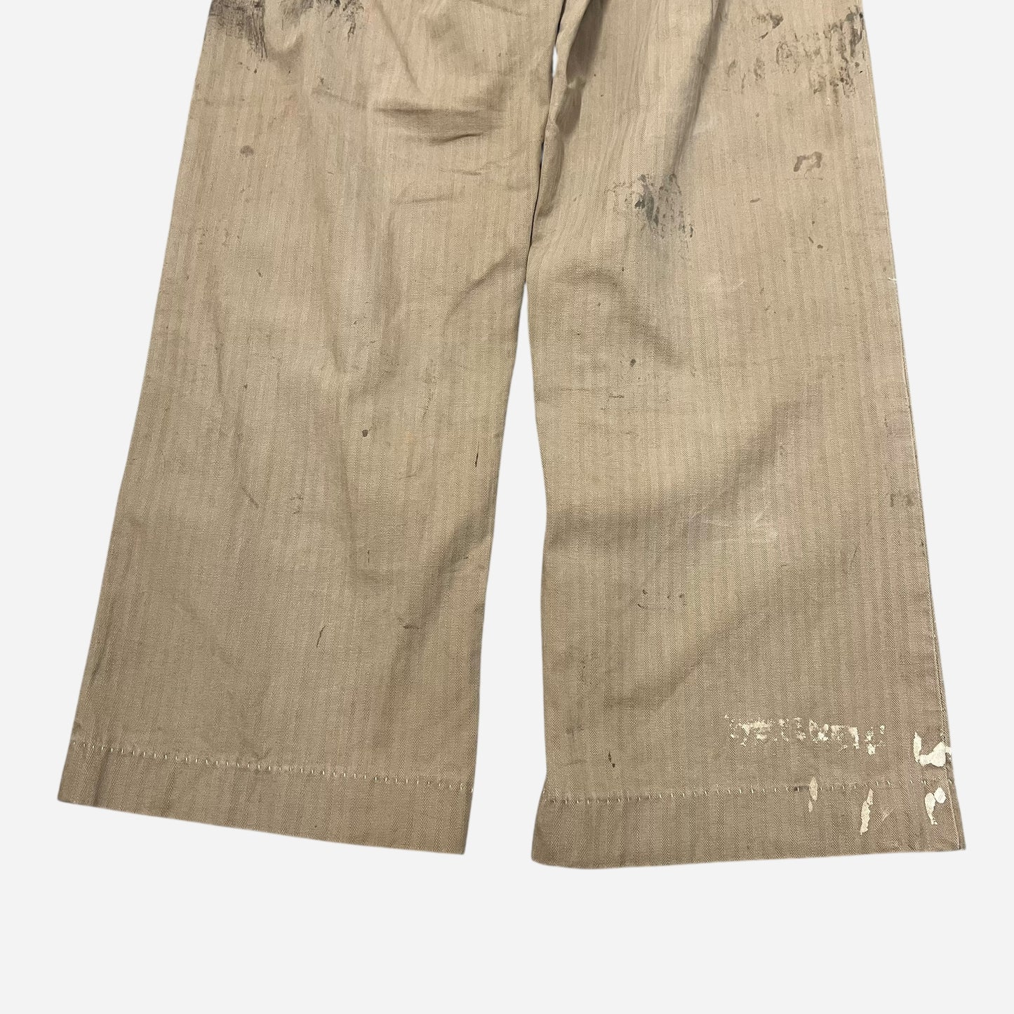 1940s Khaki hbt repaired button fly pants (29w)