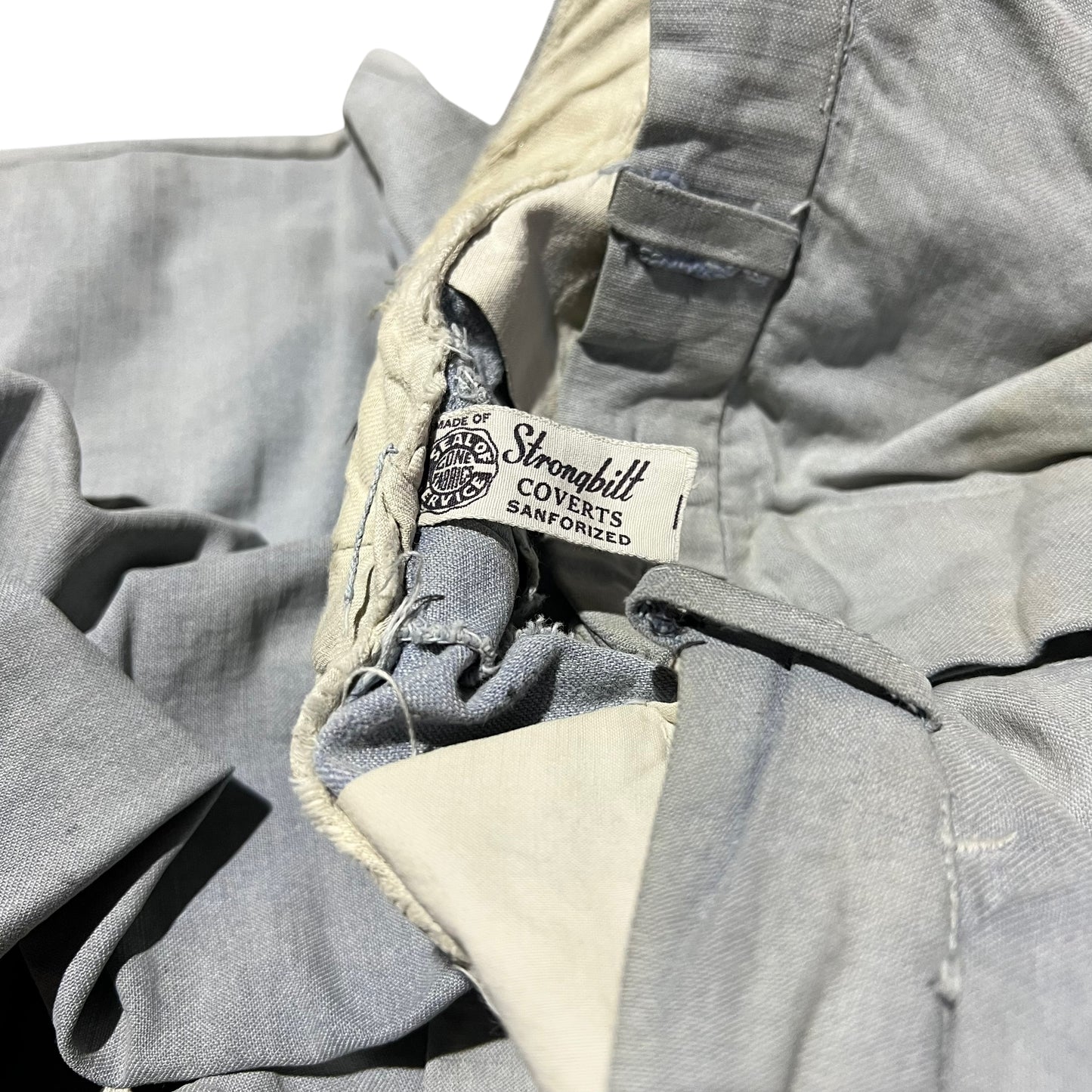 1940s Cone Mills Strongbilt blue salt and pepper chambray pants (32w)