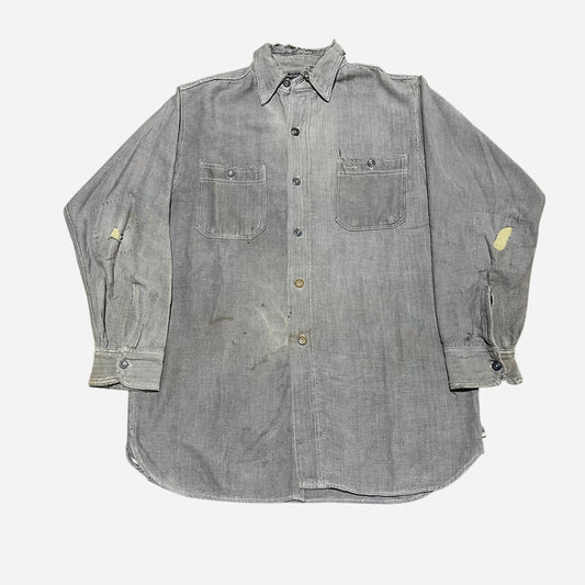 1930s Montgomery Ward Gray cotton flannel shirt (L)