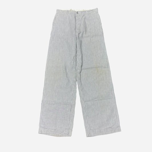 1940s Gray striped cotton seersucker summer pants (29w)