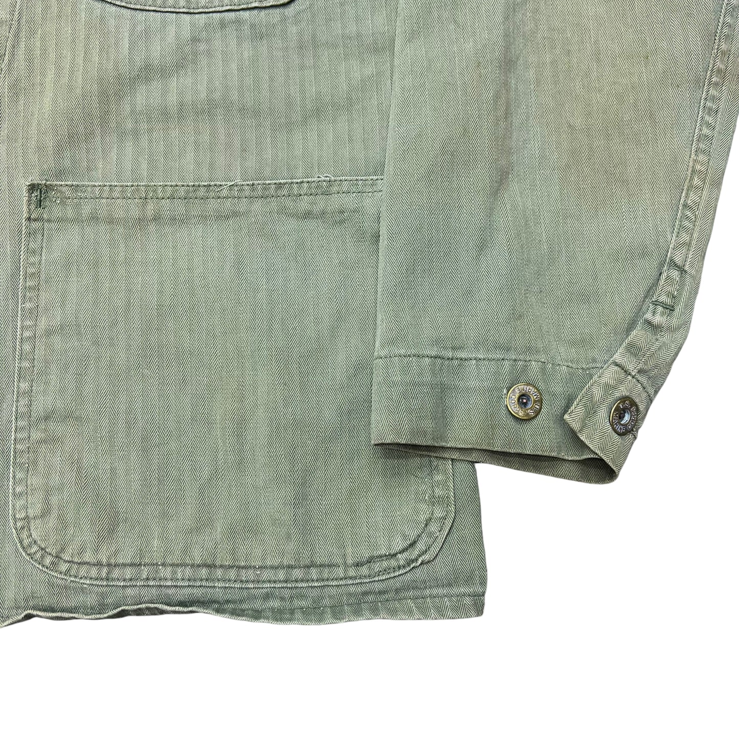1950s USMC Korean War P41 USN worn HBT shirt jacket stenciled “Doc” (M)
