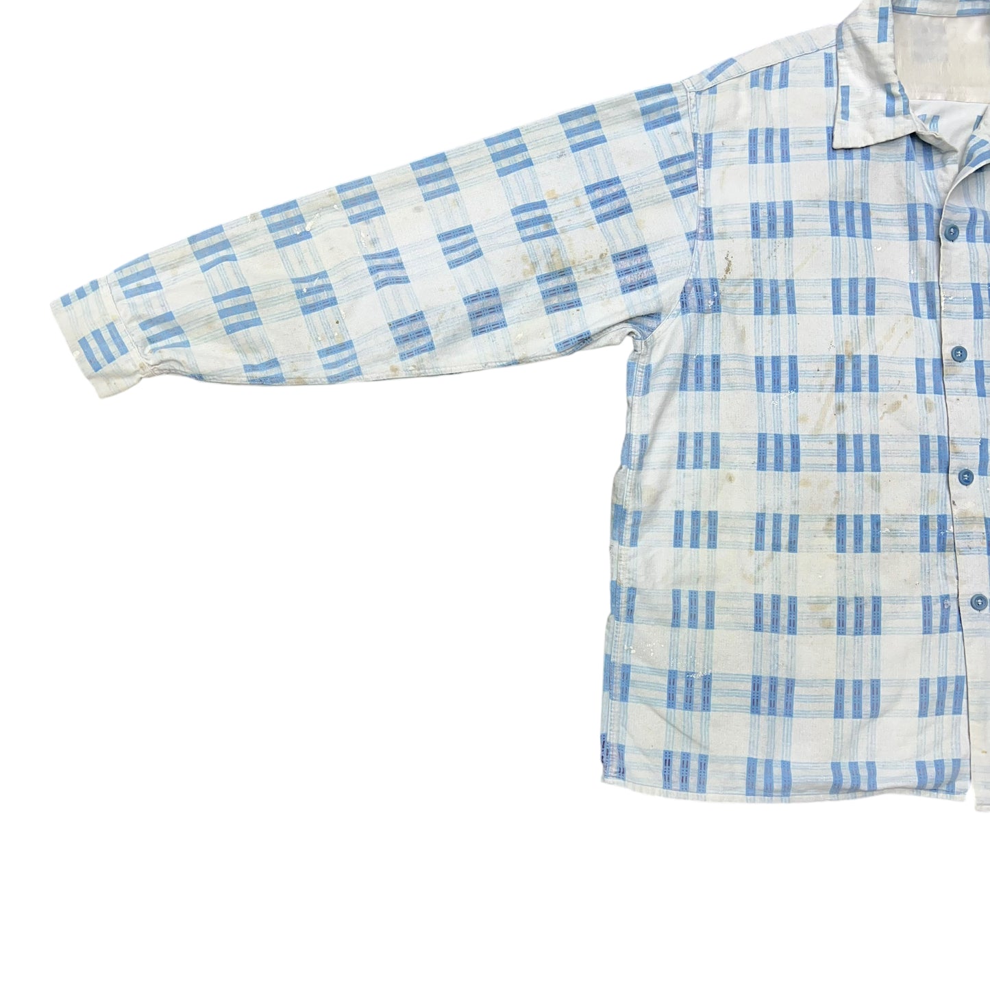 1950s Cotton printed pattern flannel loop collar shirt (XL)