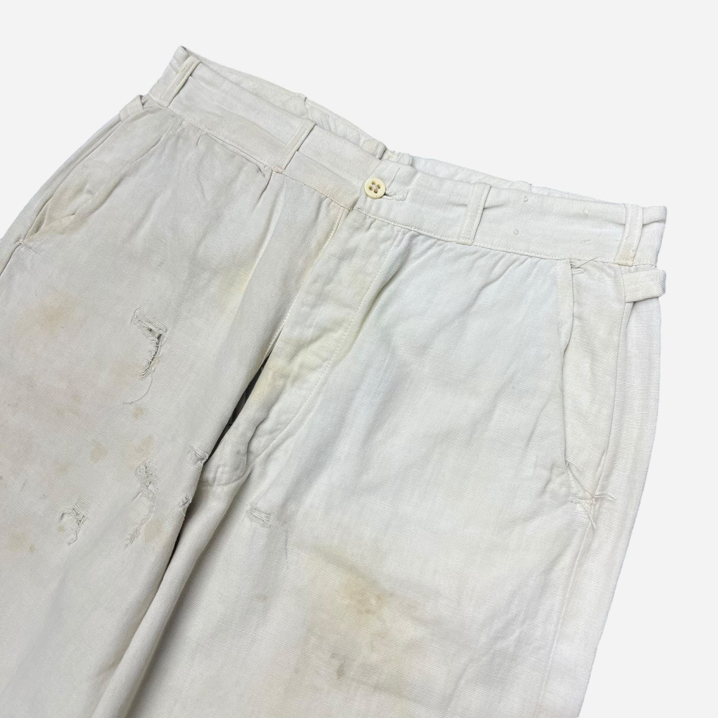 1930s White cotton side clasp work pants (29w)