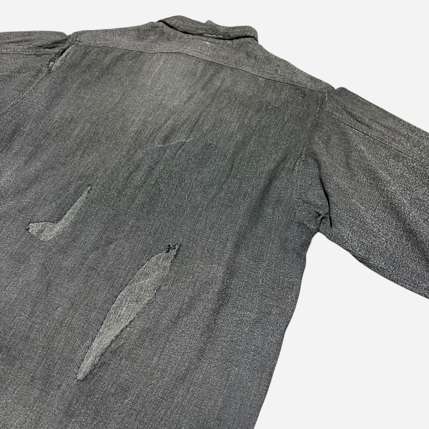 1940s Pioneer salt and pepper half zip chambray shirt (L)