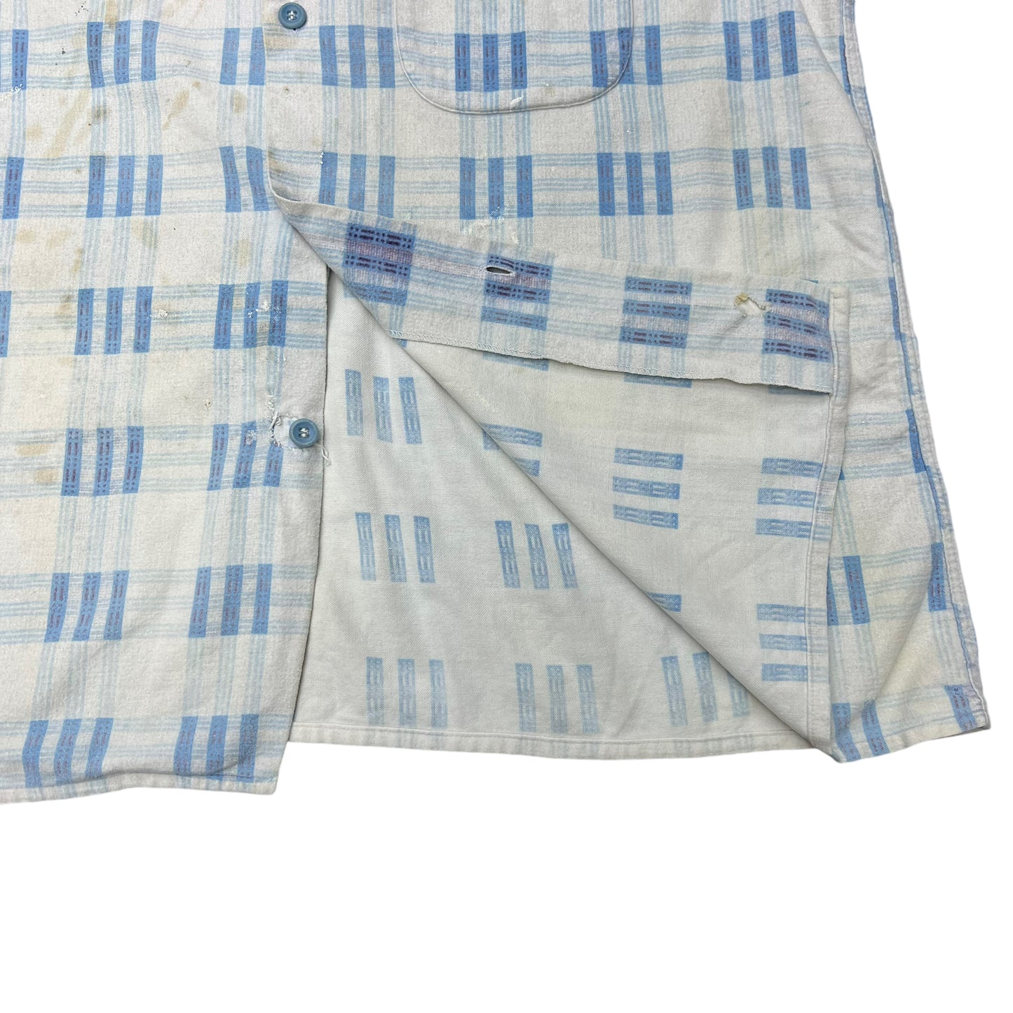 1950s Cotton printed pattern flannel loop collar shirt (XL)