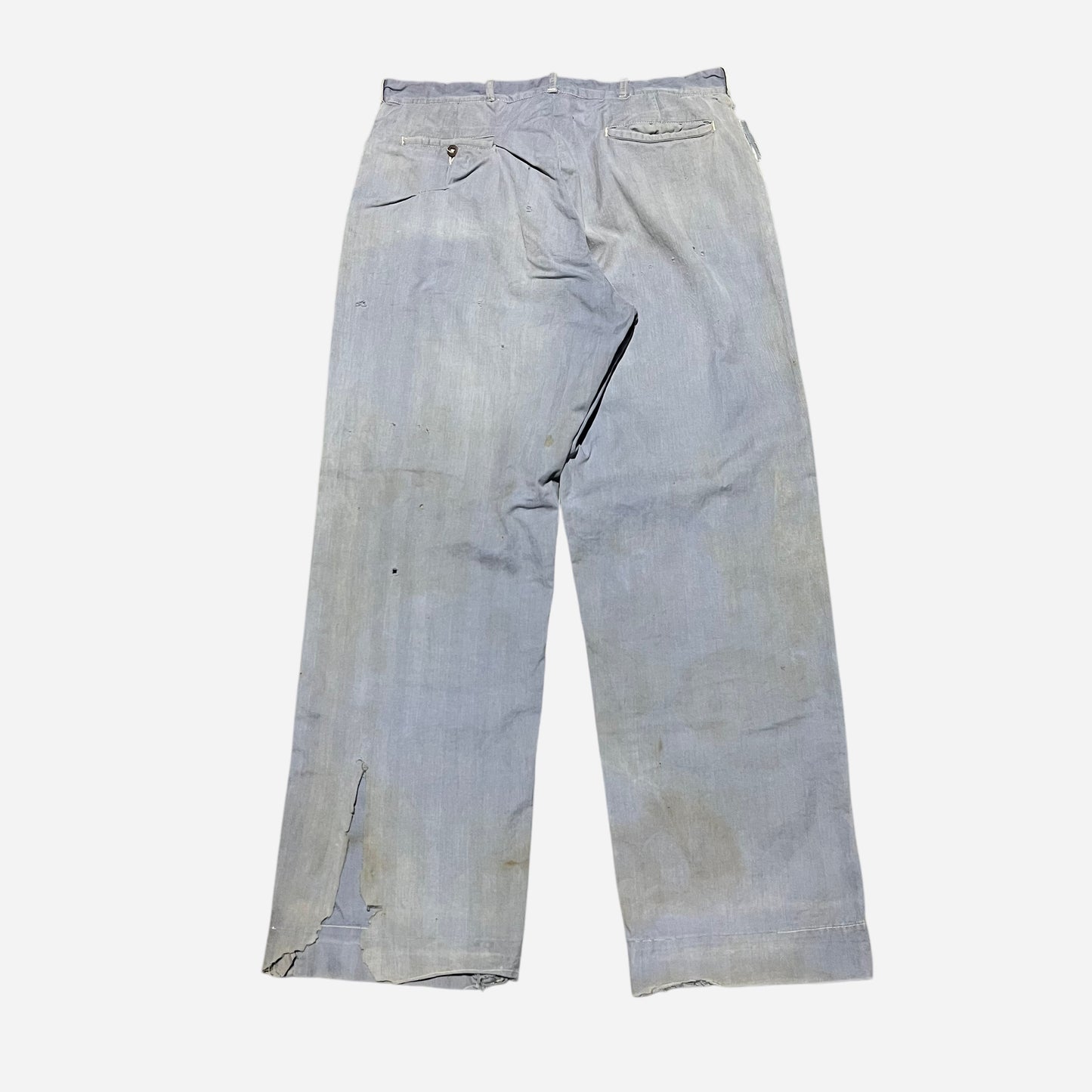 1940s Light blue hbt button fly work pants (34w)