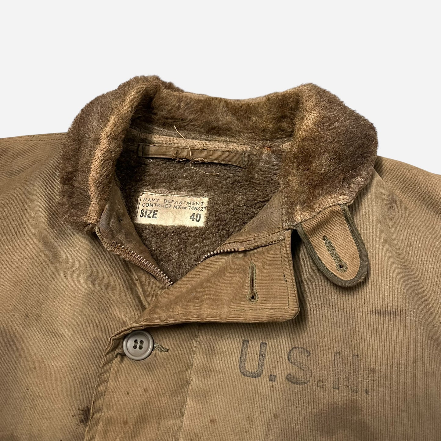 1940s WWII USN stenciled deck jacket (M/L)