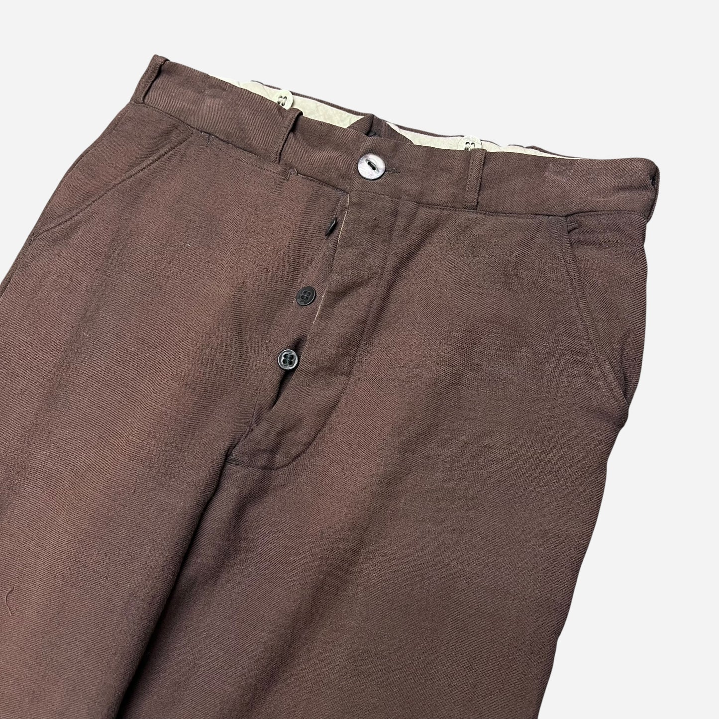 1930s Brown wool button fly pants (31w)