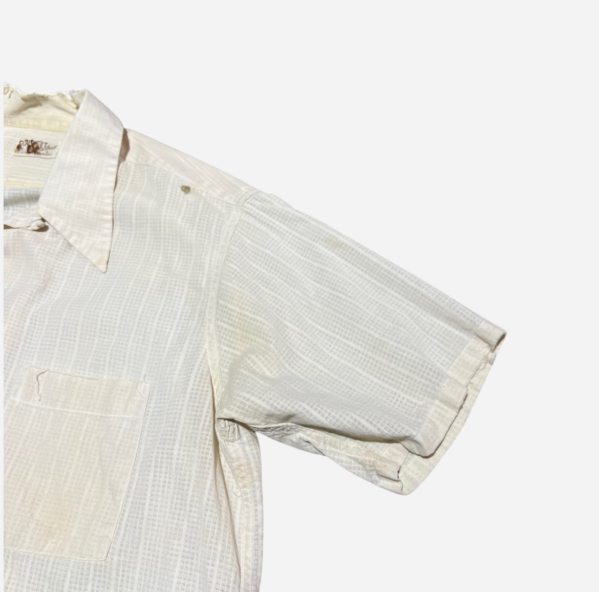 1950s White cotton loop collar shirt (M/L)