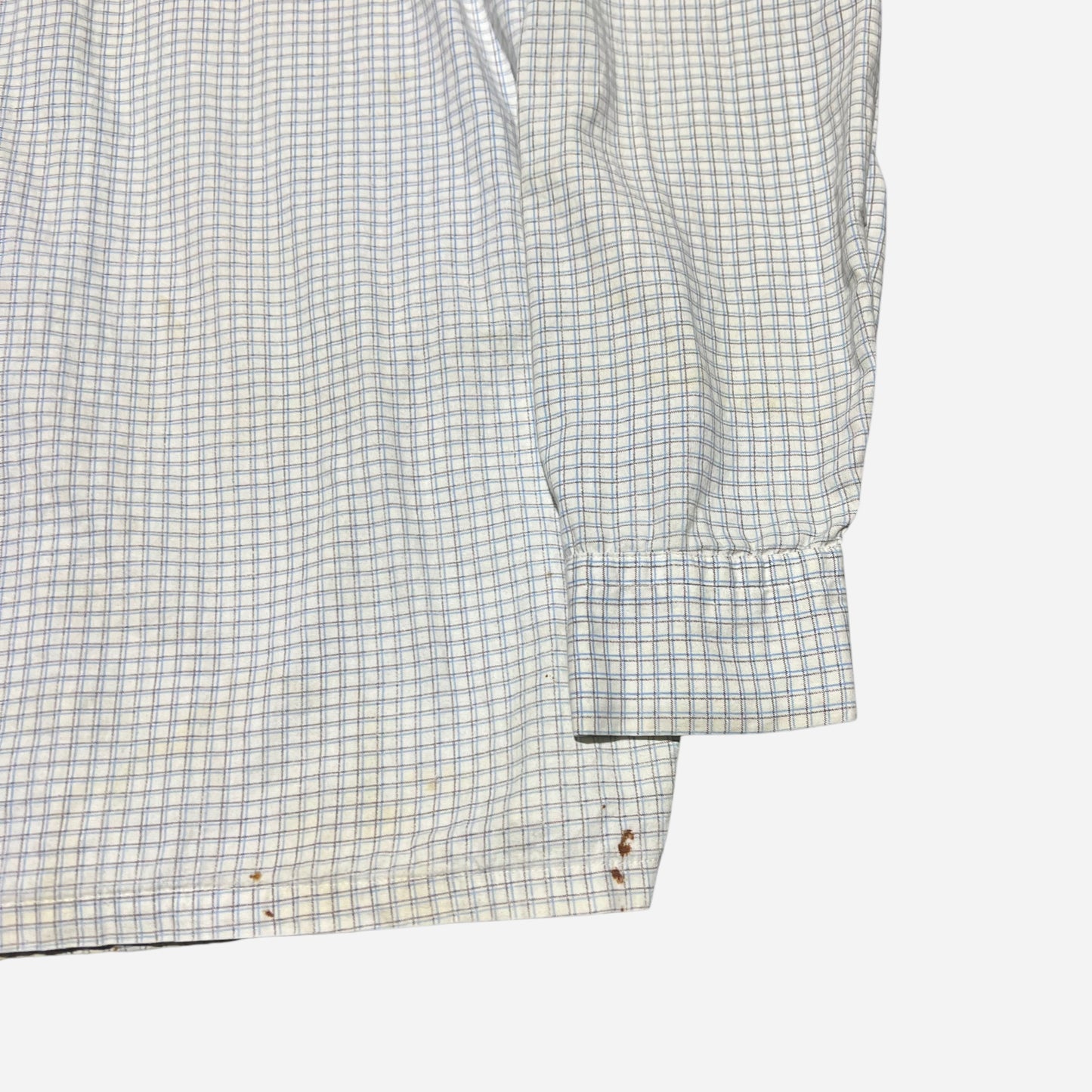 1950s National white plaid cotton loop collar shirt (M)