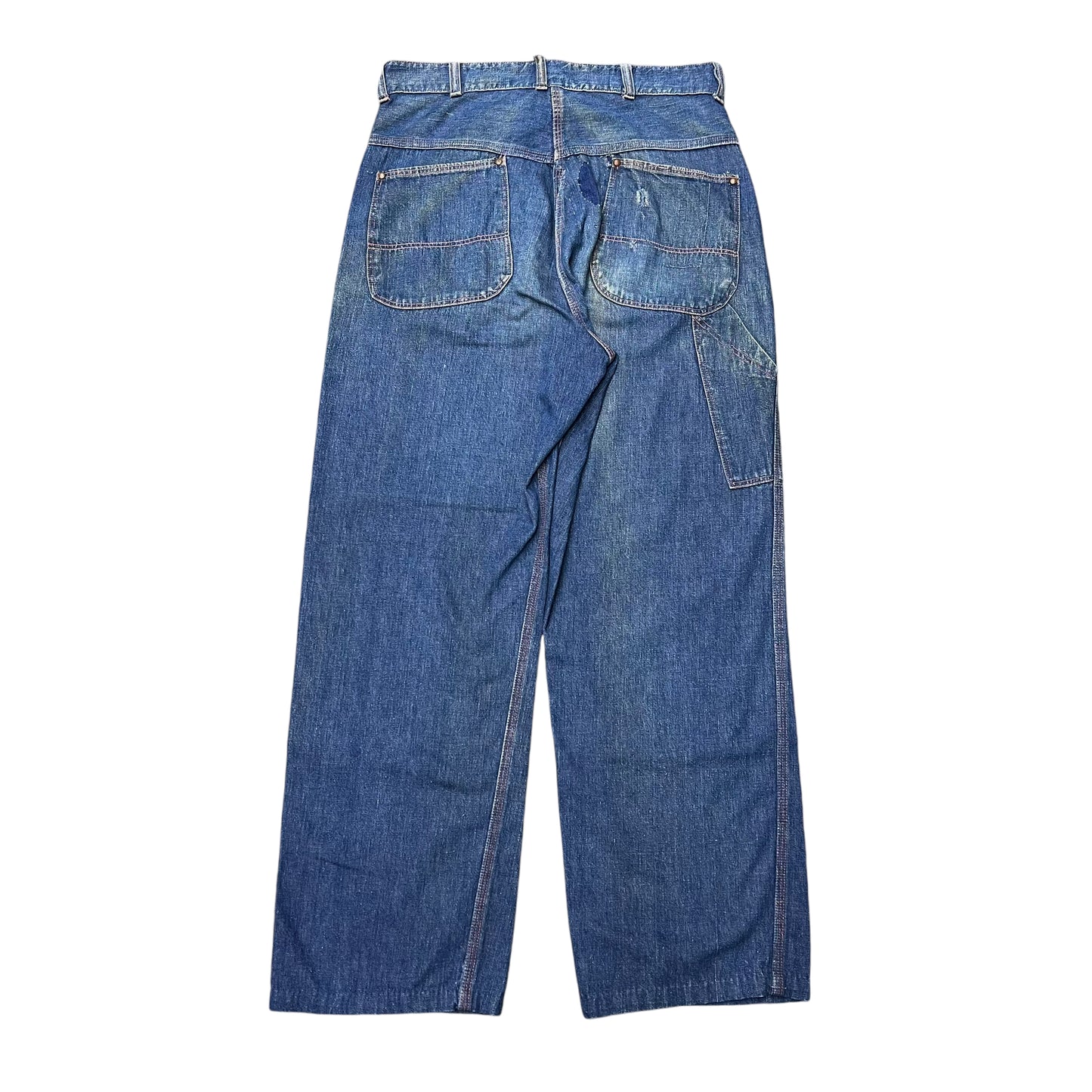1950s Sanforized button blue denim carpenter jeans (32w)