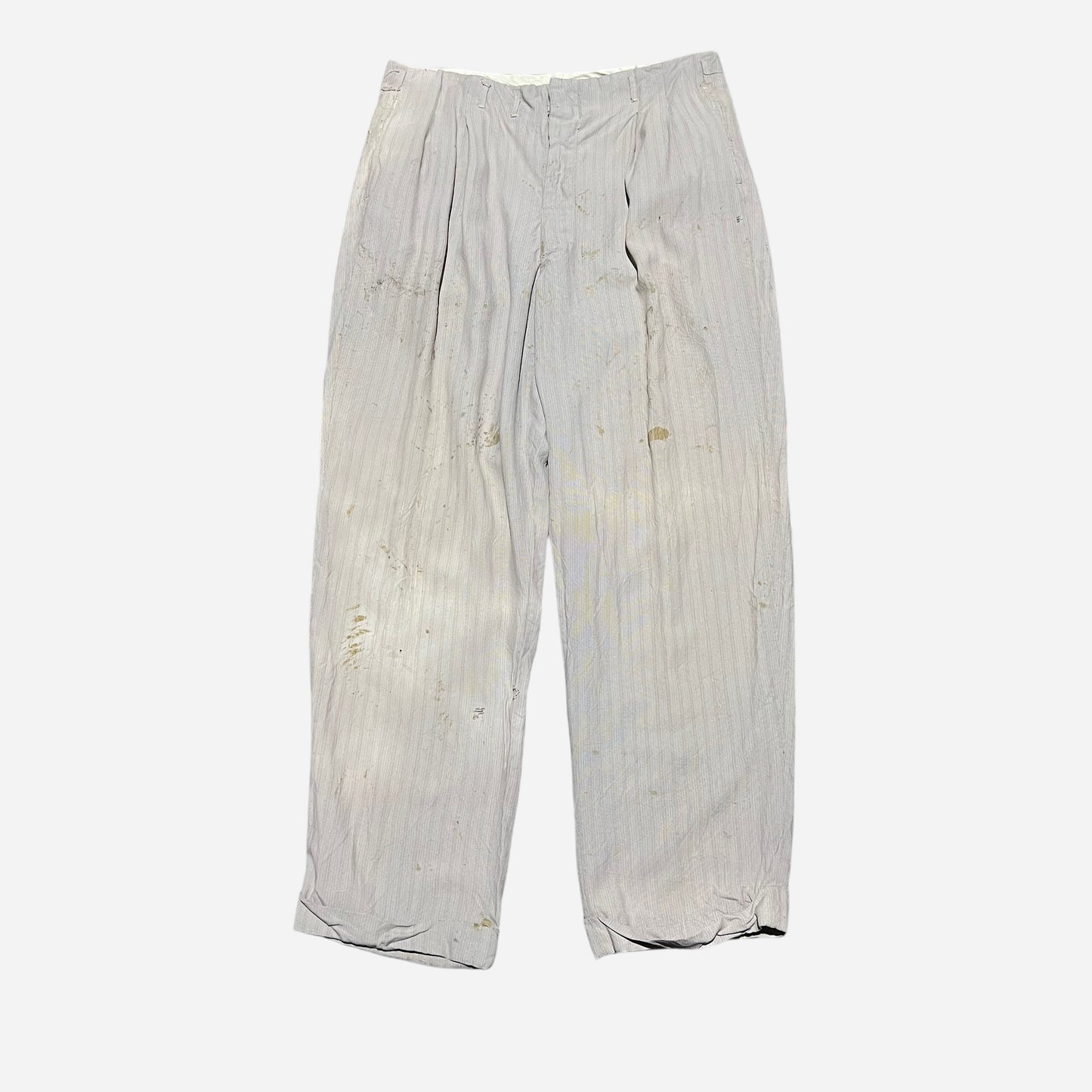 1950s Gray striped rayon pleated pants (36w)