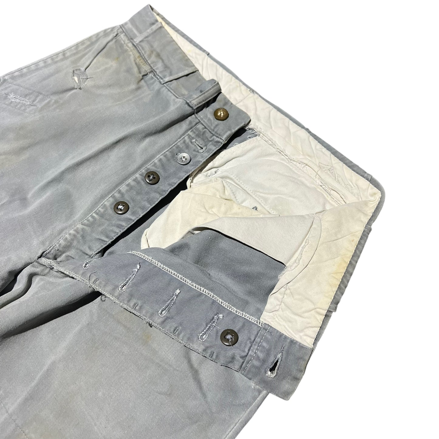 1950s The Big Favorite Magnolia Mills gray button fly chino work pants (29w)