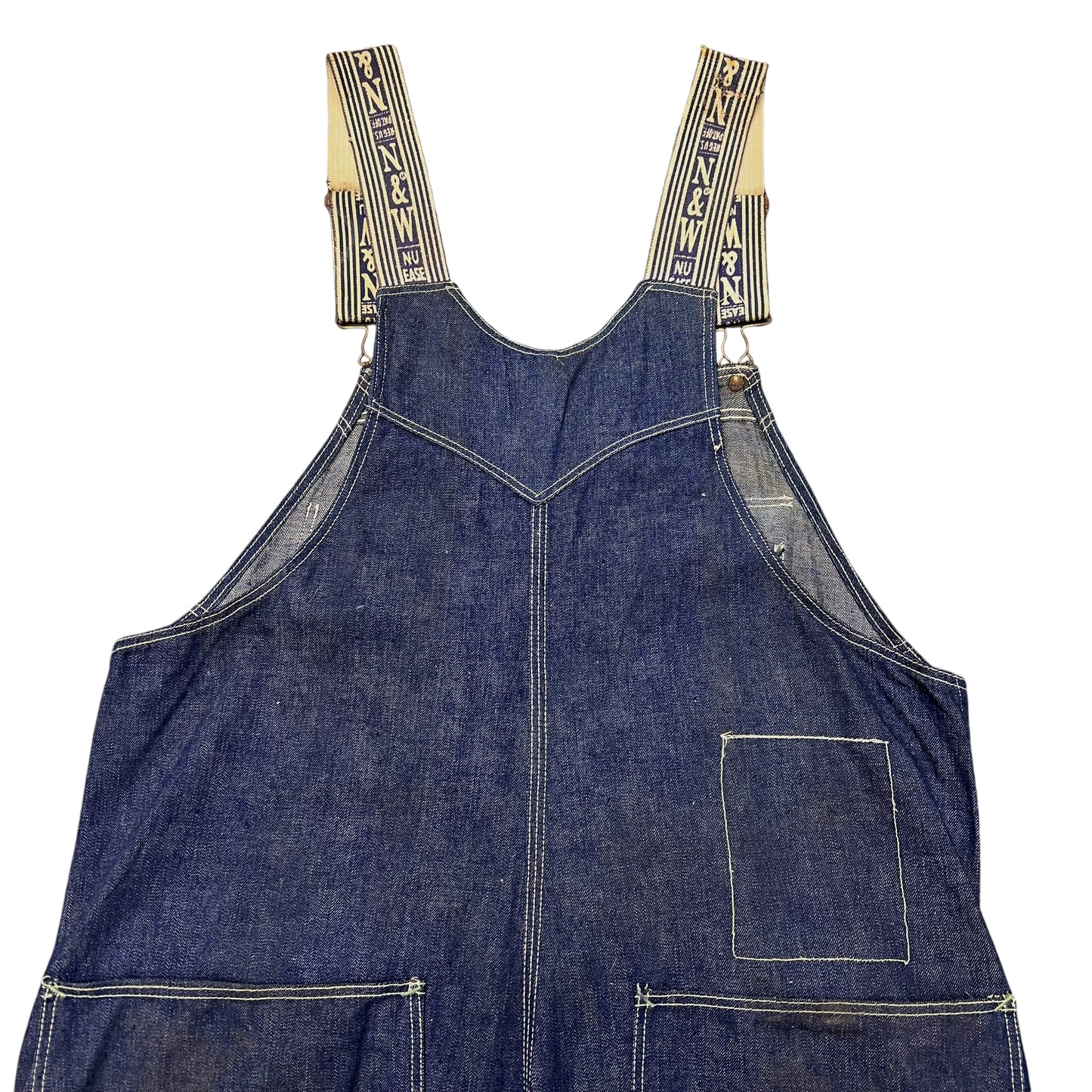 1930s N&W dark wash denim overalls (38w)