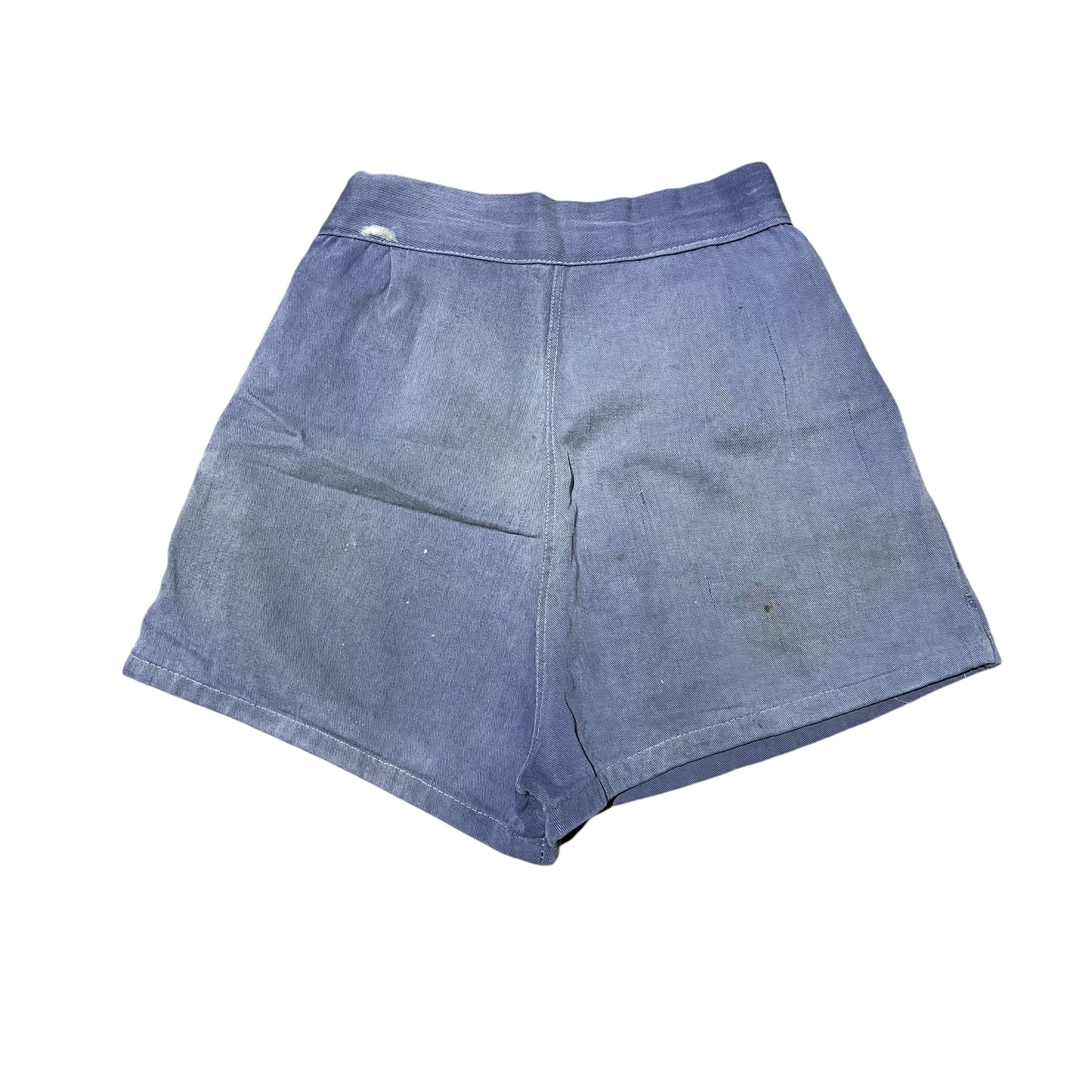 1930s 1940s Women’s blue light cotton pleated shorts (26w)