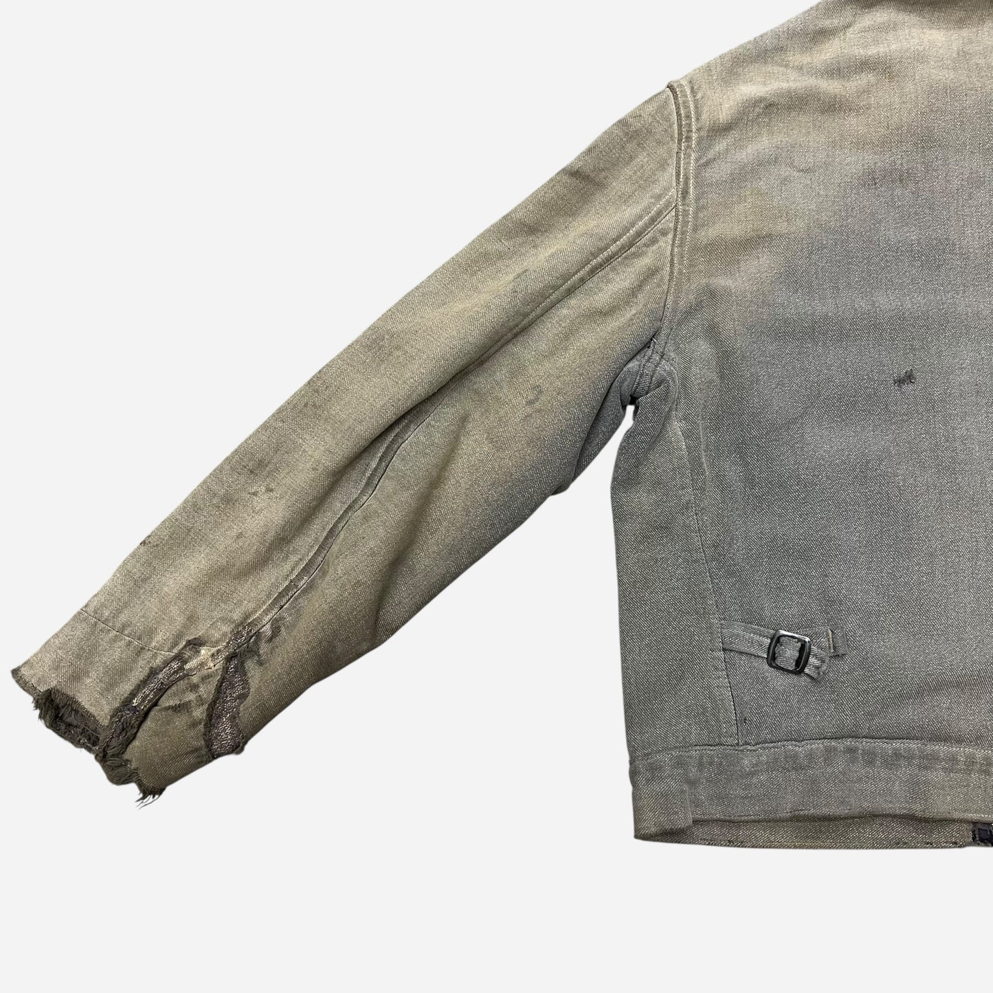 1940s 1950s Cotton salt & pepper distressed work jacket (L/XL)