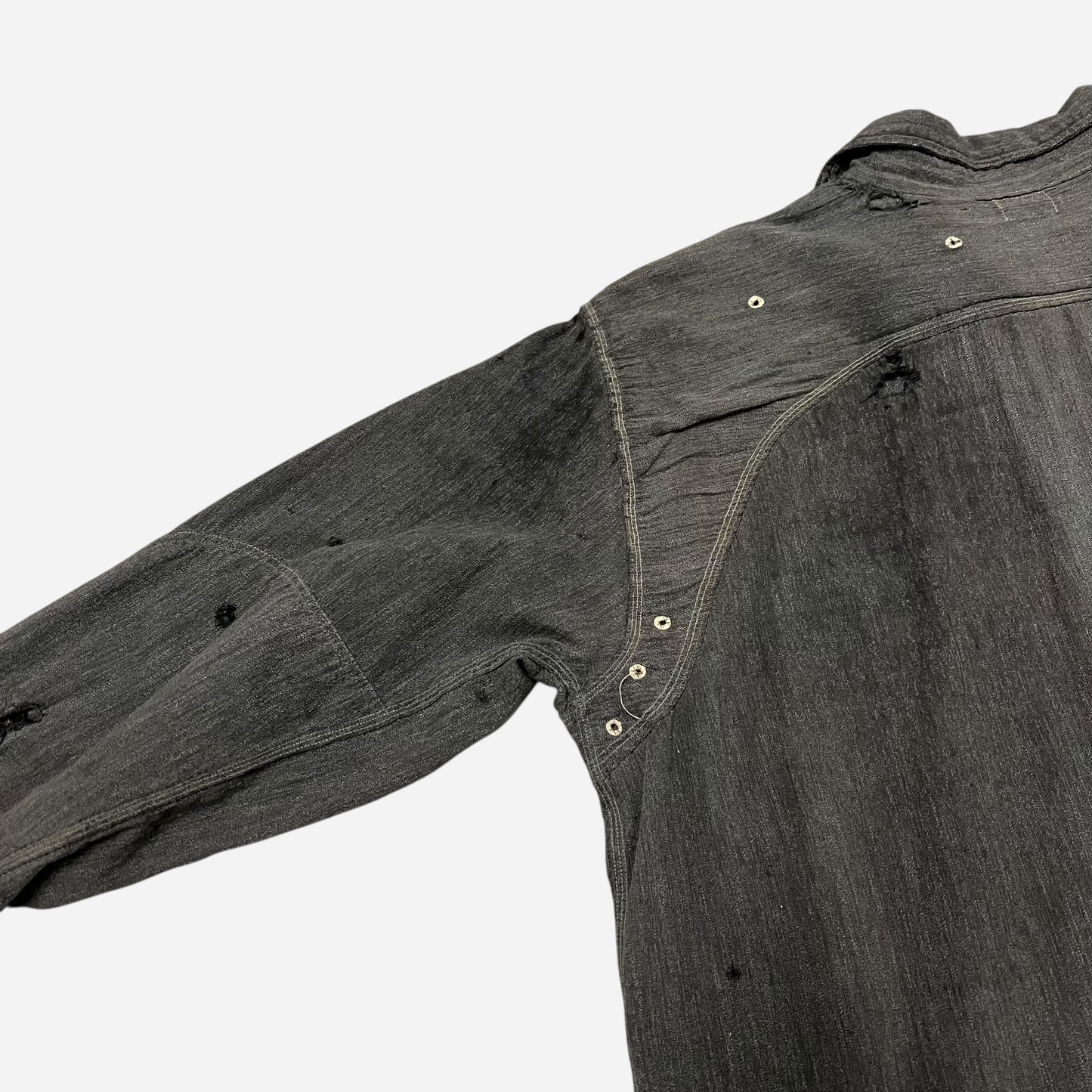 1940s Sturdy Oak salt & pepper chambray work shirt (M/L)