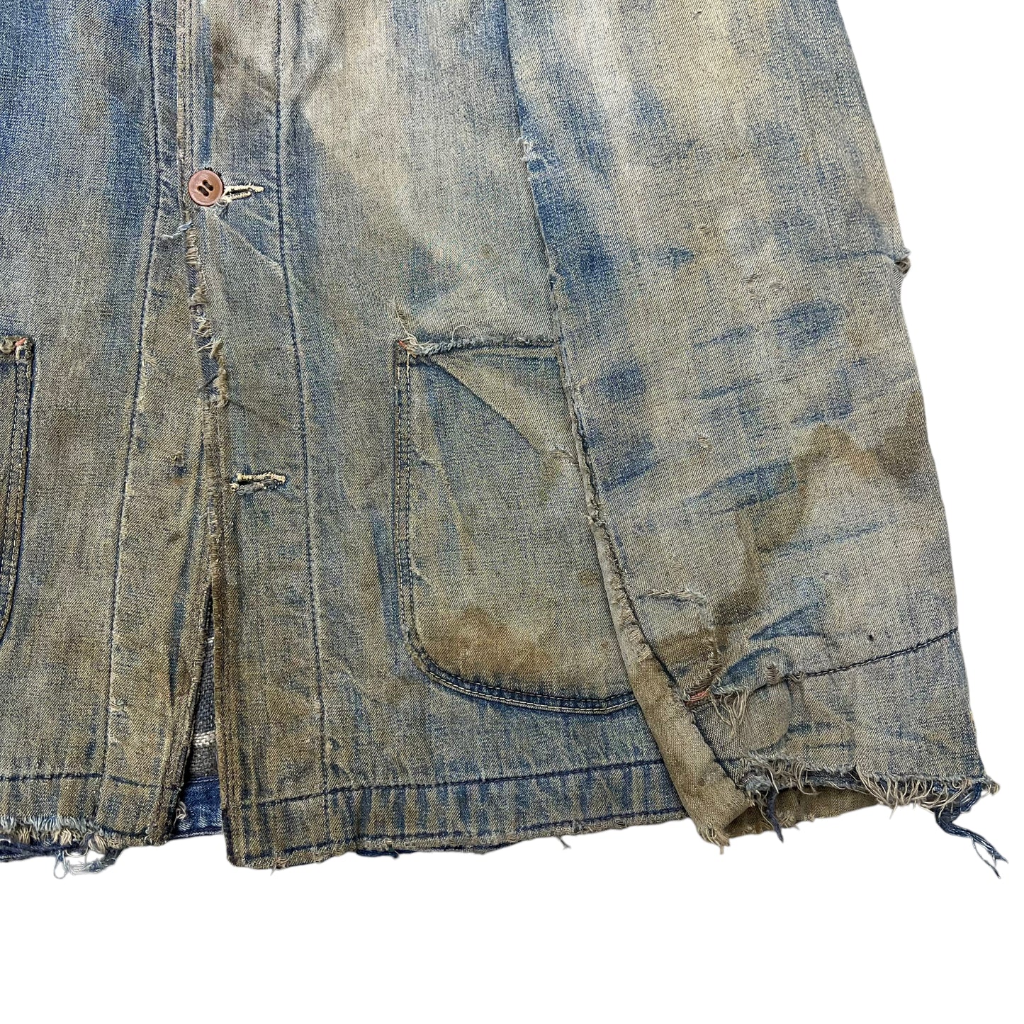 1940s Unbranded wartime denim chore coat wood button (M)