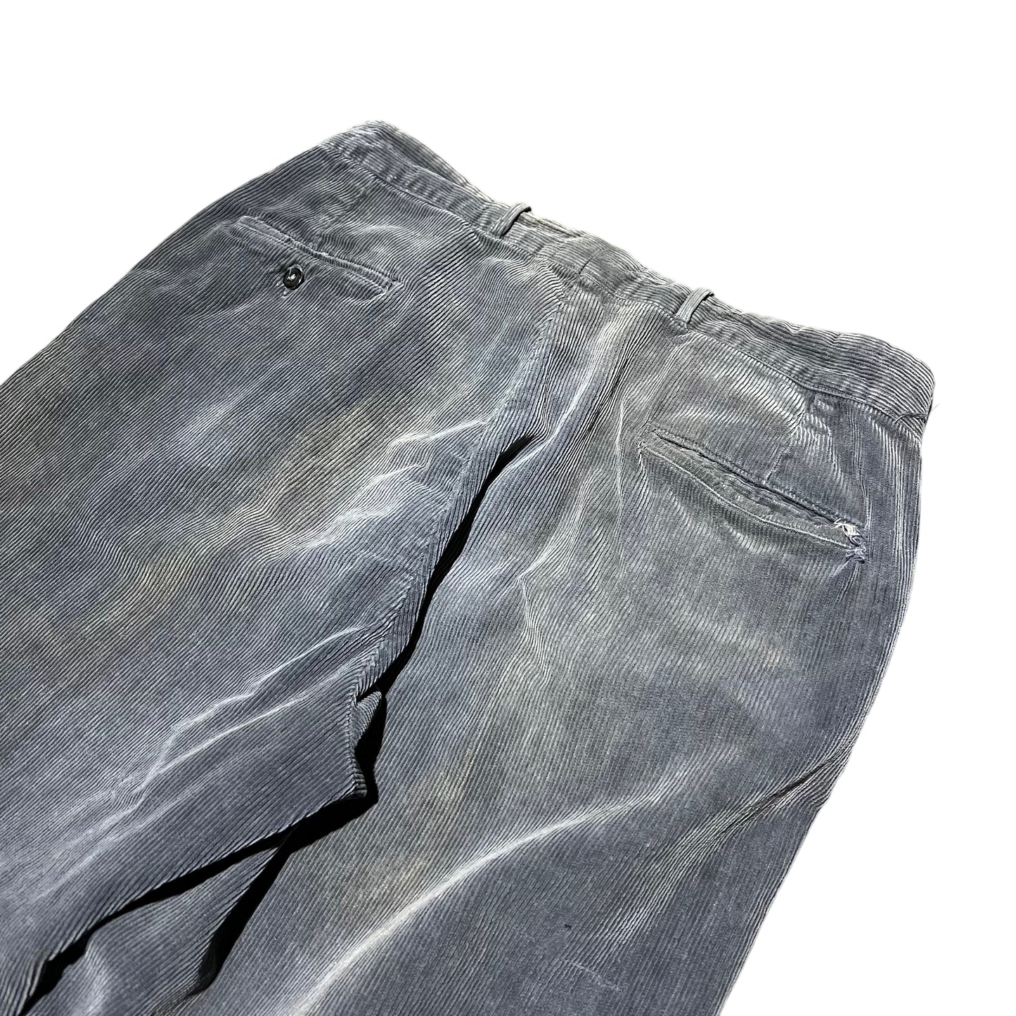 1940s 1950s Blue corduroy faded button fly pants (34w)