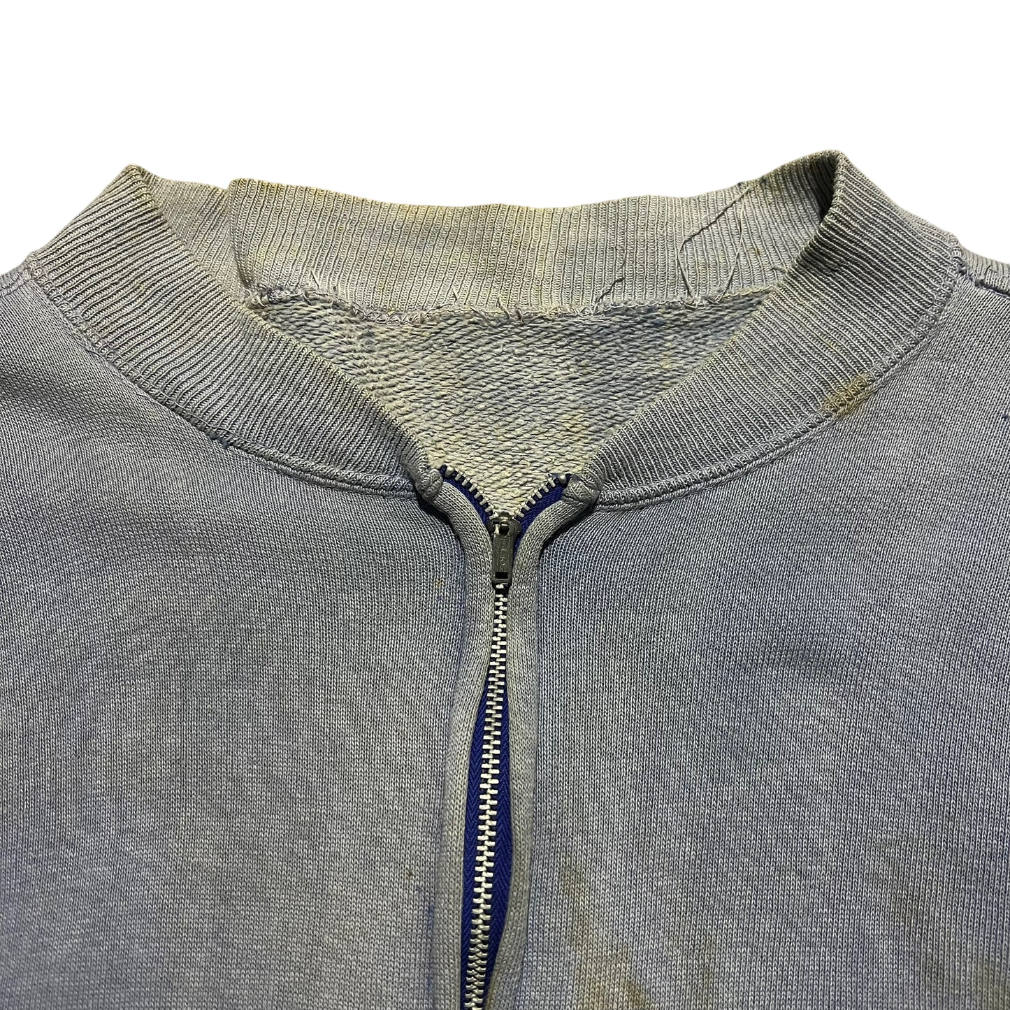 1940s 1950s Blue sun faded zip up sweatshirt (M)