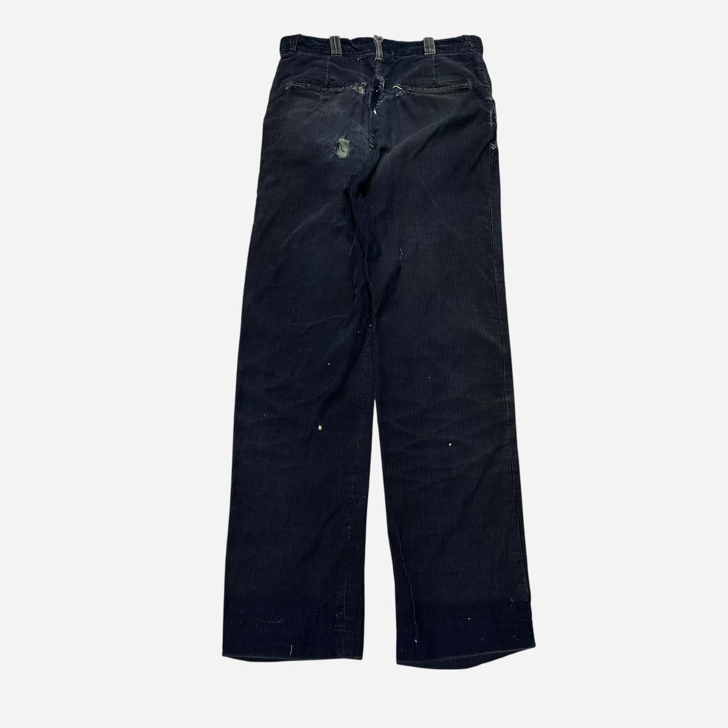 1950s Black corduroy sail cloth pants (29w)