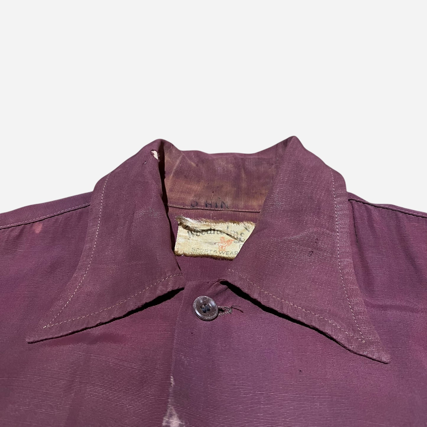 1940s 1950s Red rayon blend open collar shirt (S)