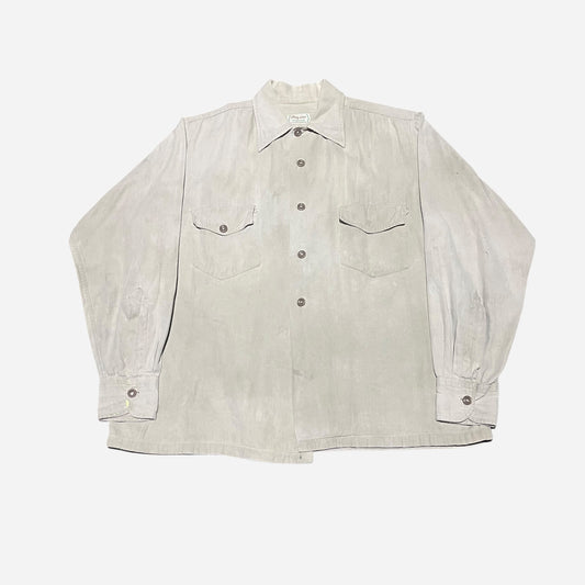 1940s Beige cotton long sleeve shirt (M)