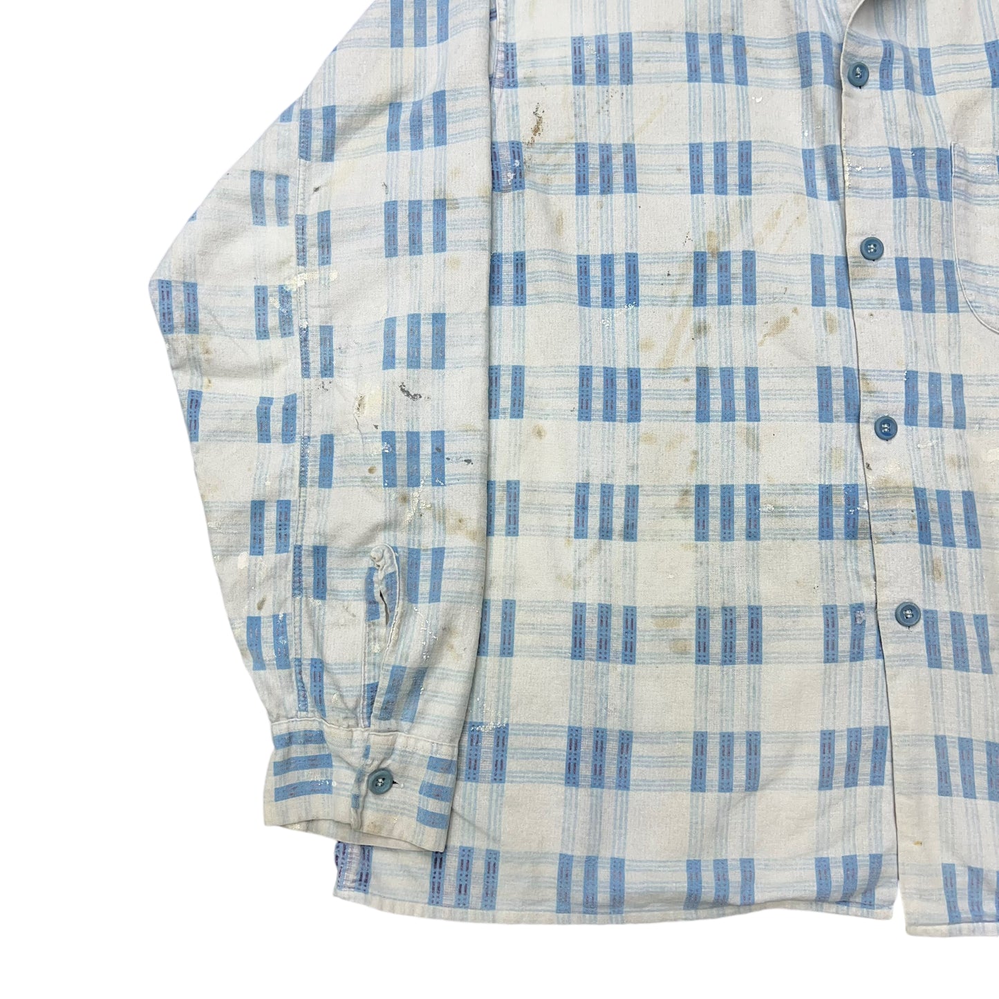 1950s Cotton printed pattern flannel loop collar shirt (XL)