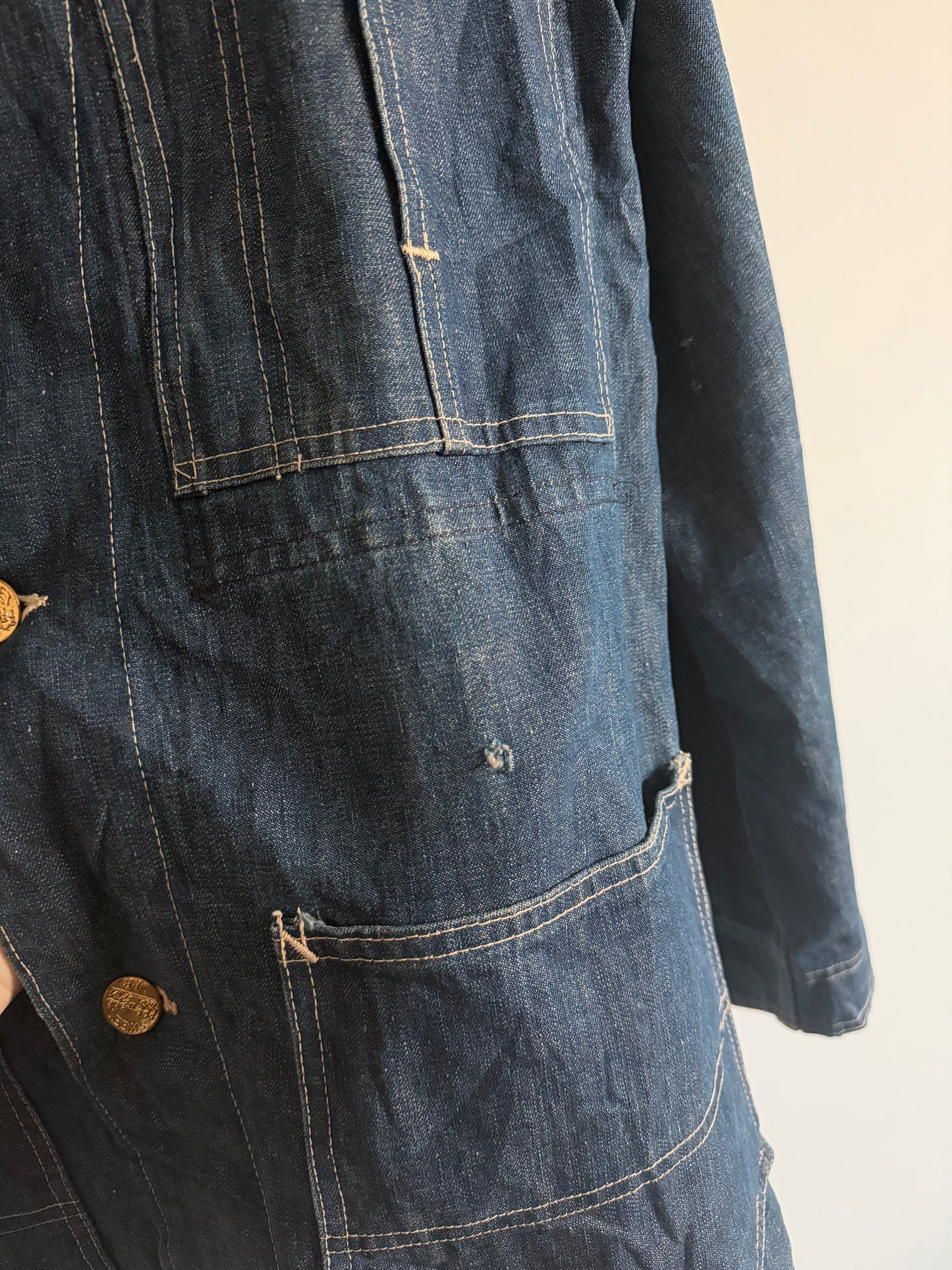 1940s Sweet Orr wobble button ace of spade denim chore jacket (XL)