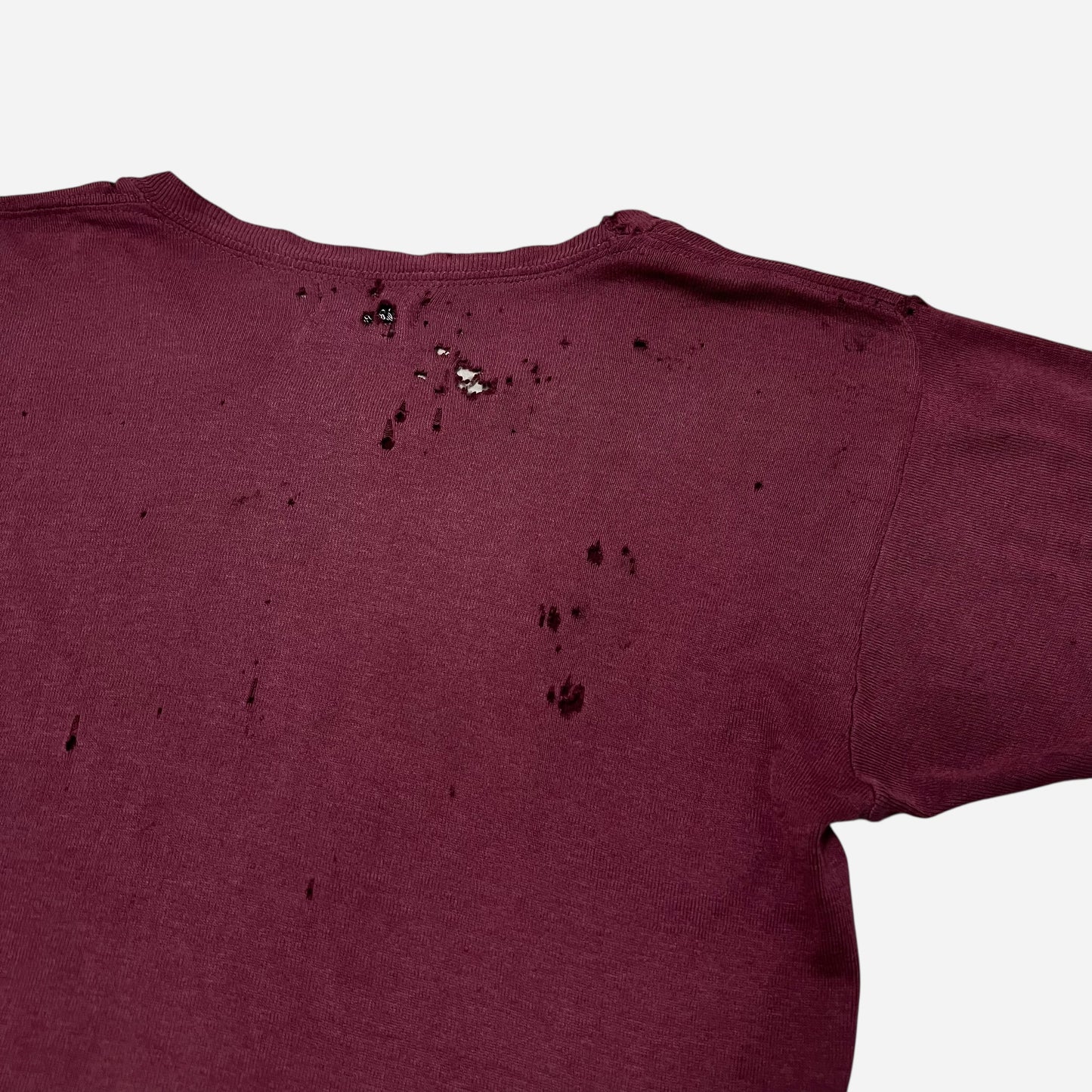 1950s Burgundy red ghost pocket cotton t shirt (S)