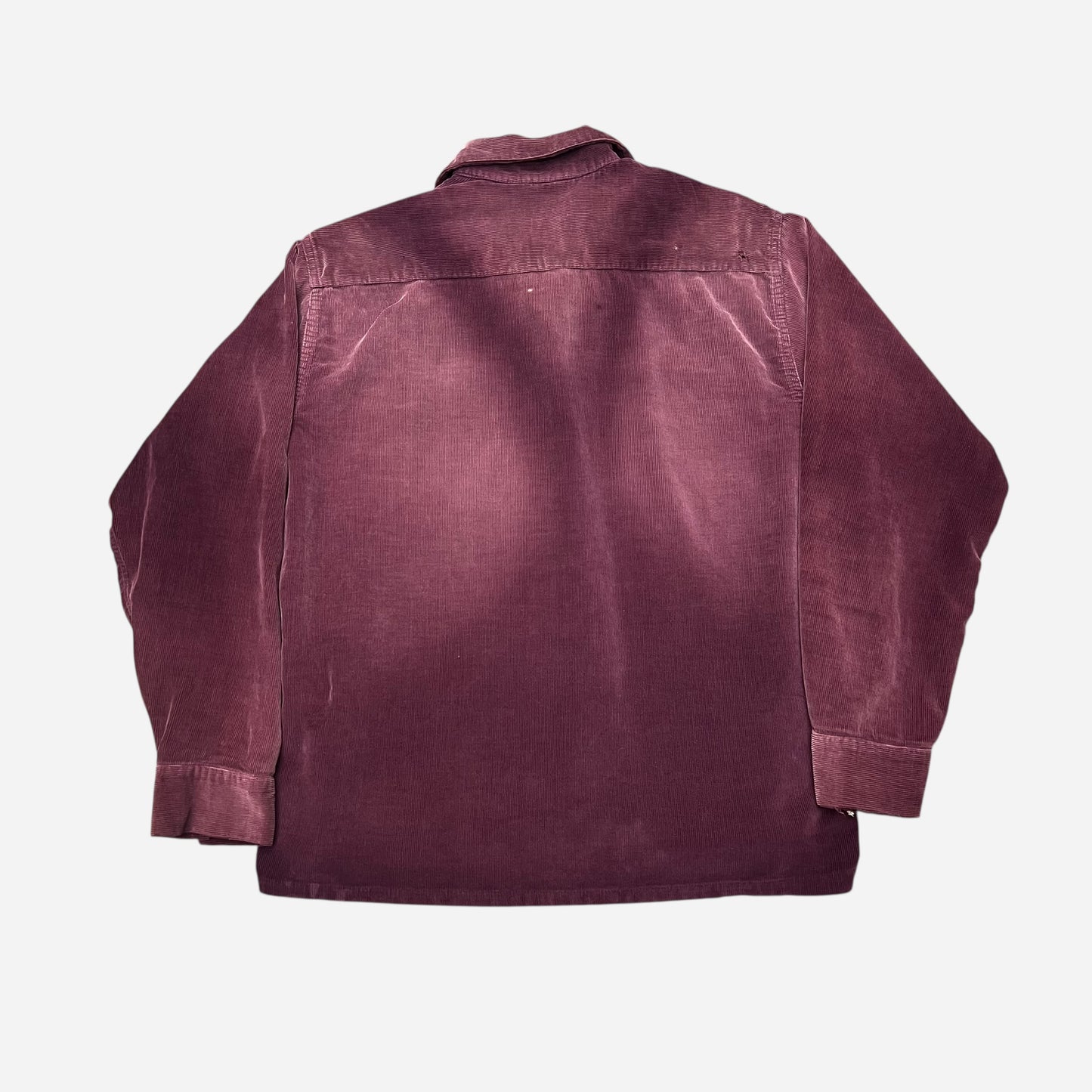 1950s Burgundy corduroy loop collar shirt farmer worn (M/L)